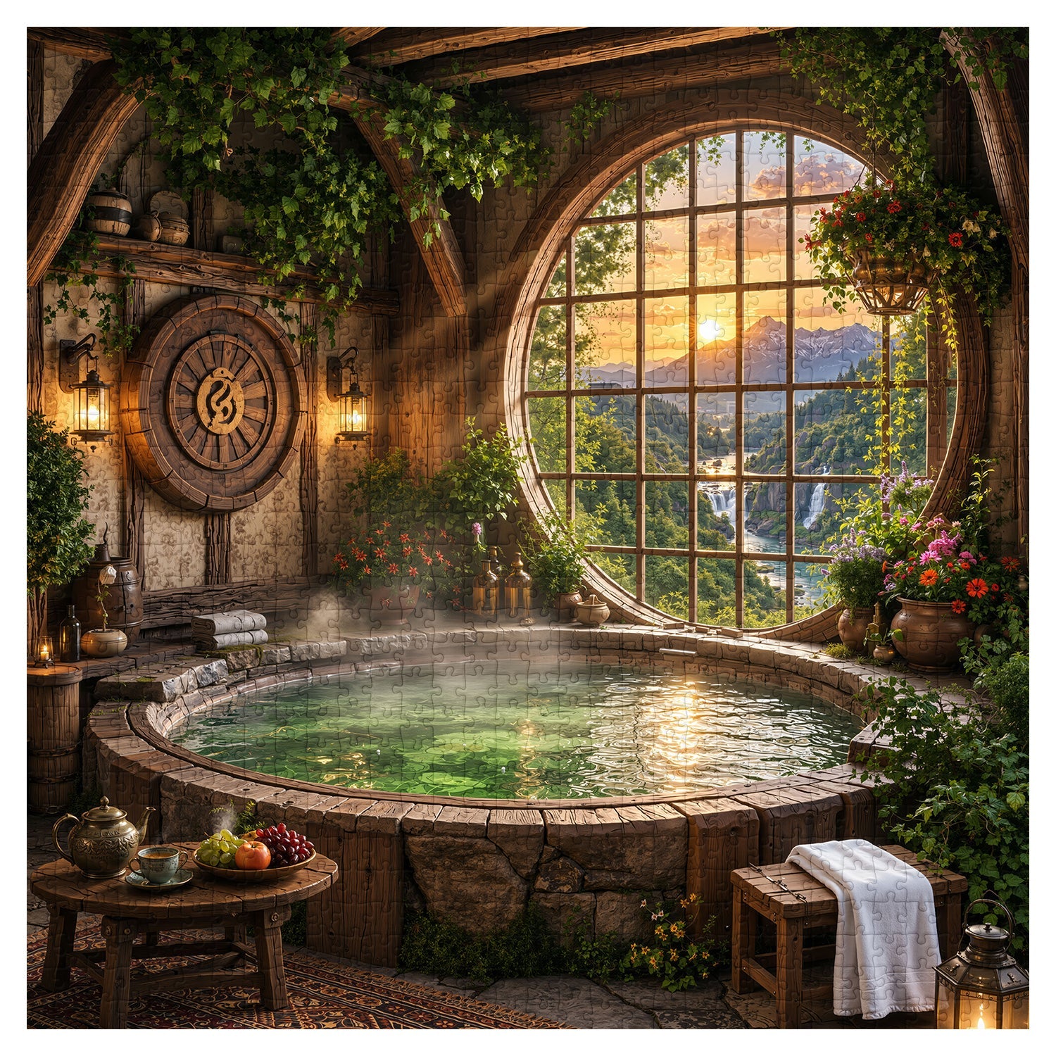 Sunset Spa Cottage Jigsaw Puzzle 1000 Pieces
