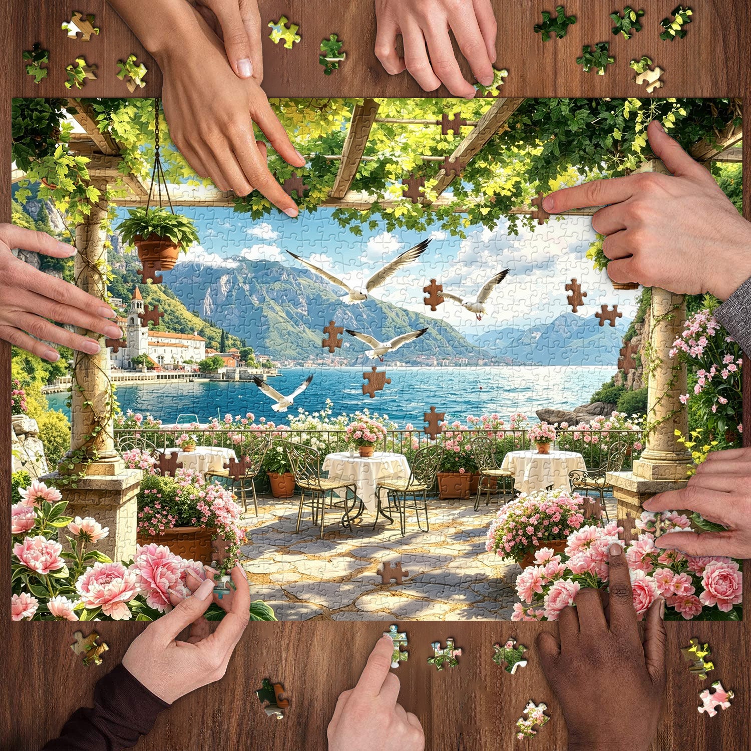 Sunlit Coastal Pergola Puzzle 1000 Teile