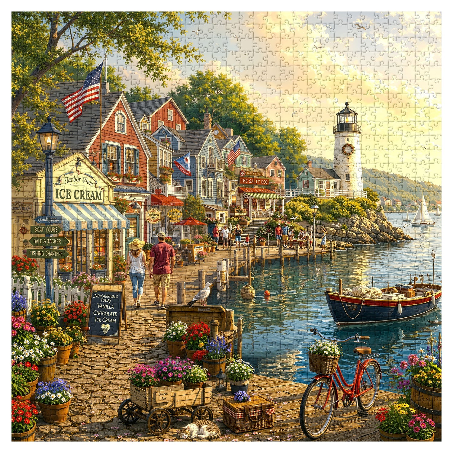 Village Harbor Jigsaw Puzzle 1000 Pieces