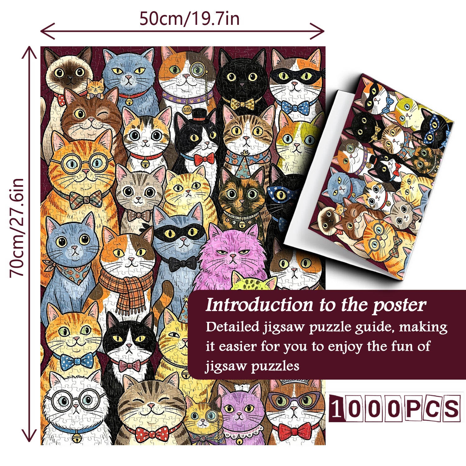 Whimsical Feline Family Portrait Jigsaw Puzzle 1000 Pieces