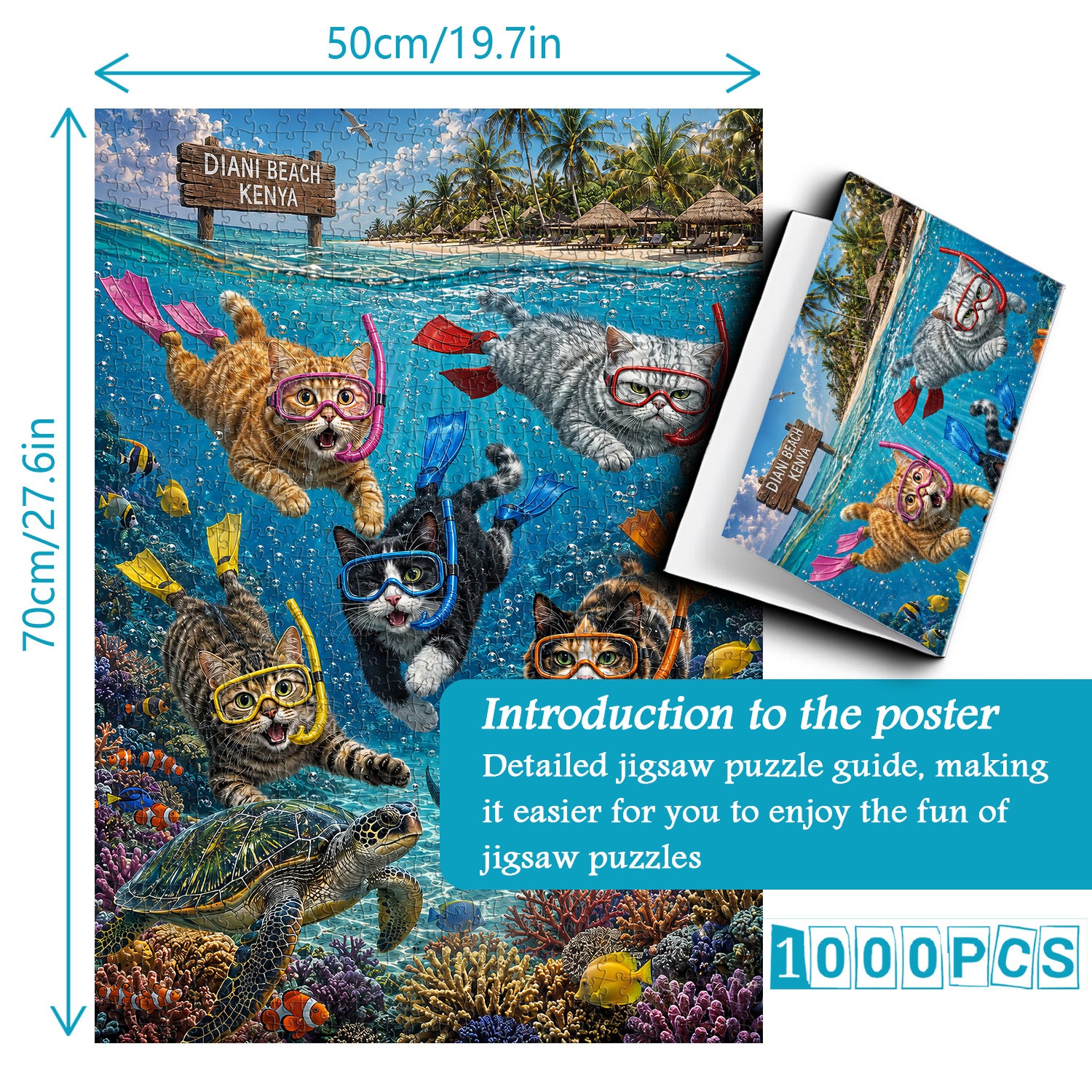 Cat Snorkeling Expedition Jigsaw Puzzle 1000 Pieces