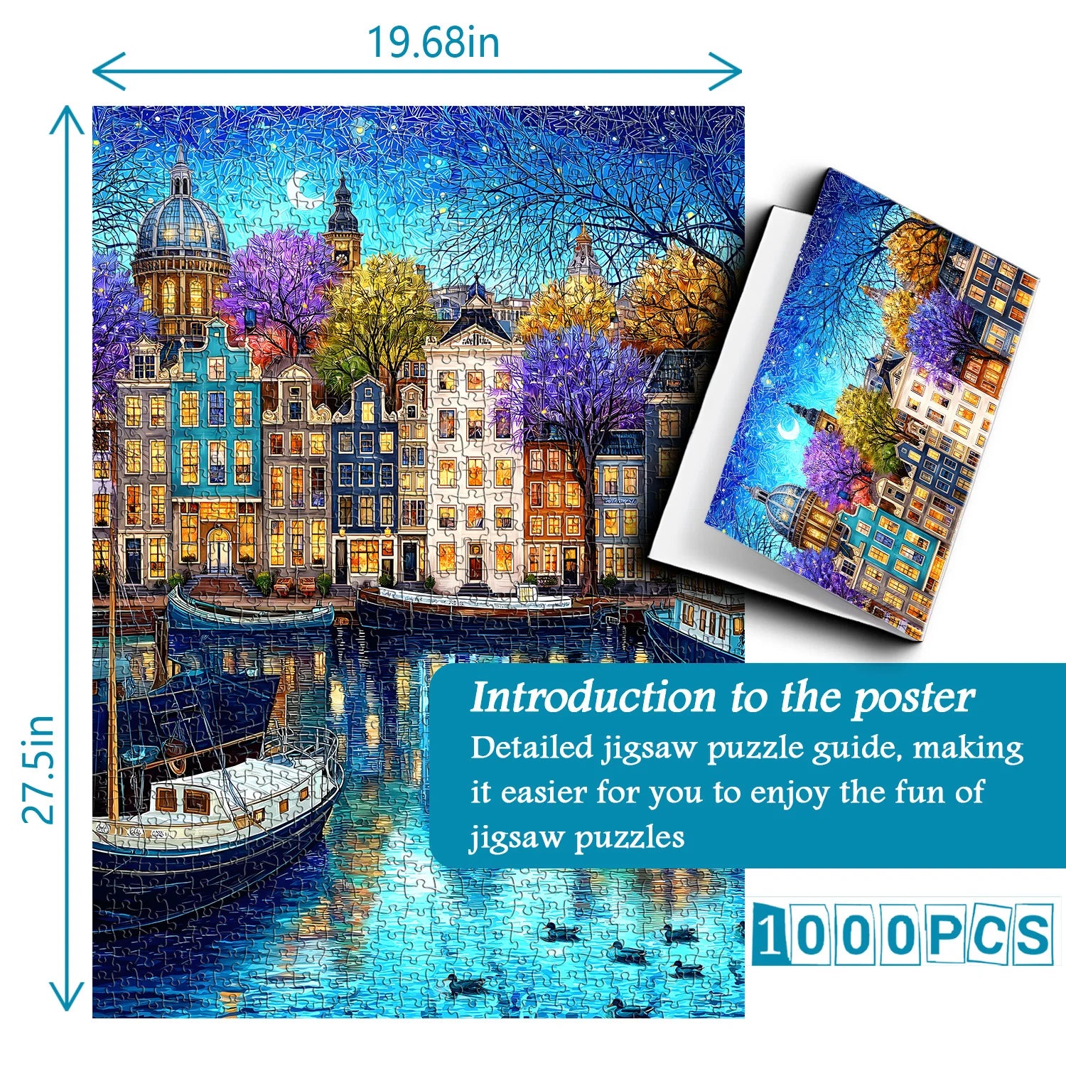 Puzzle Canale Notte Stellata 1000 Pezzi
