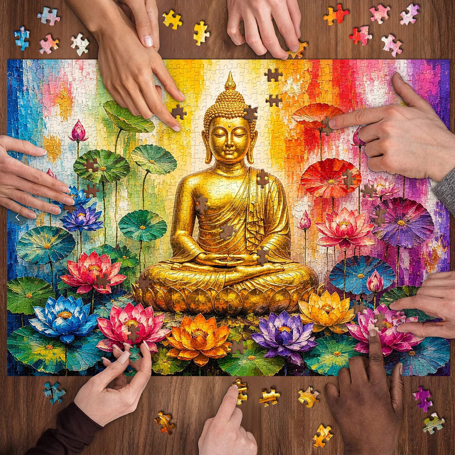 Serene Buddha Floral Bloom Jigsaw Puzzle 1000 Pieces