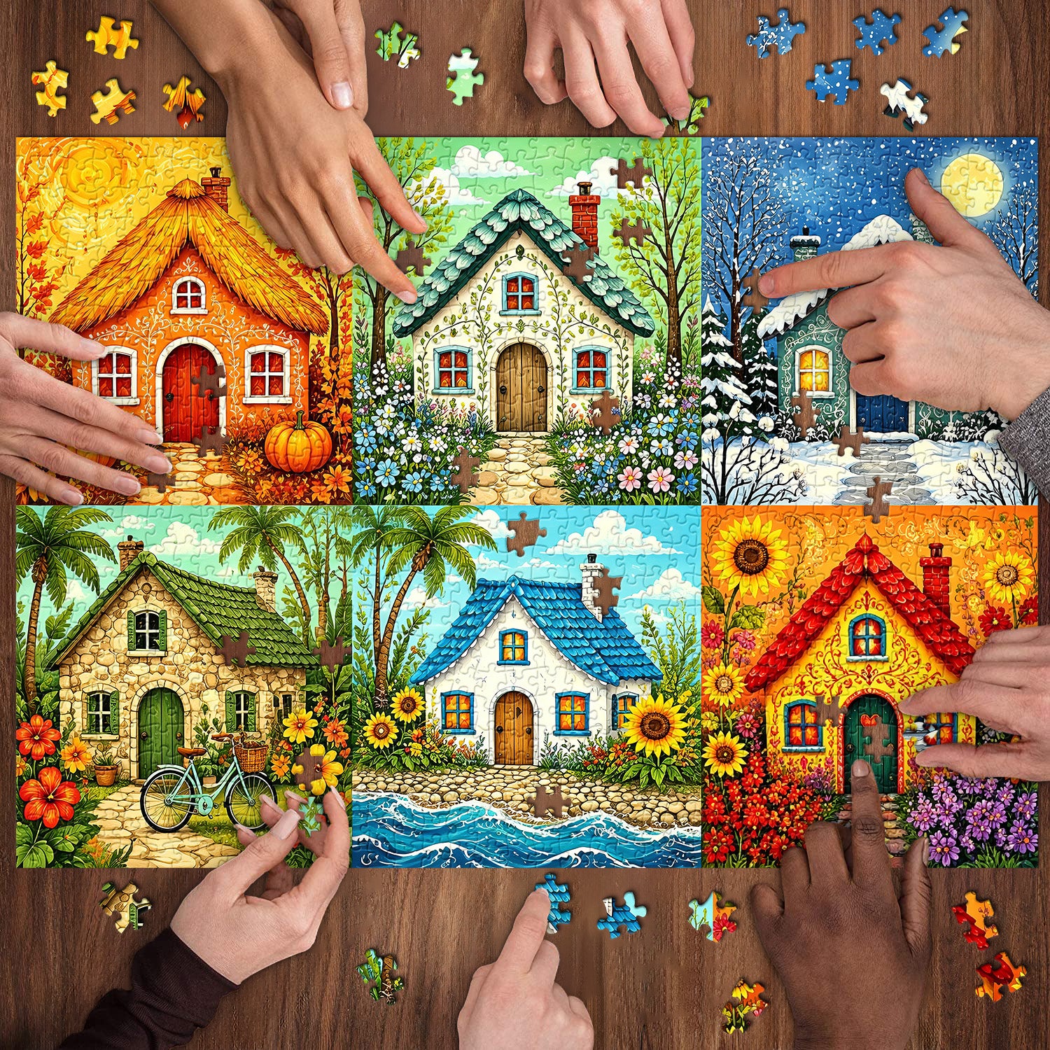 Whimsical Cottages Jigsaw Puzzle 1000 Pieces