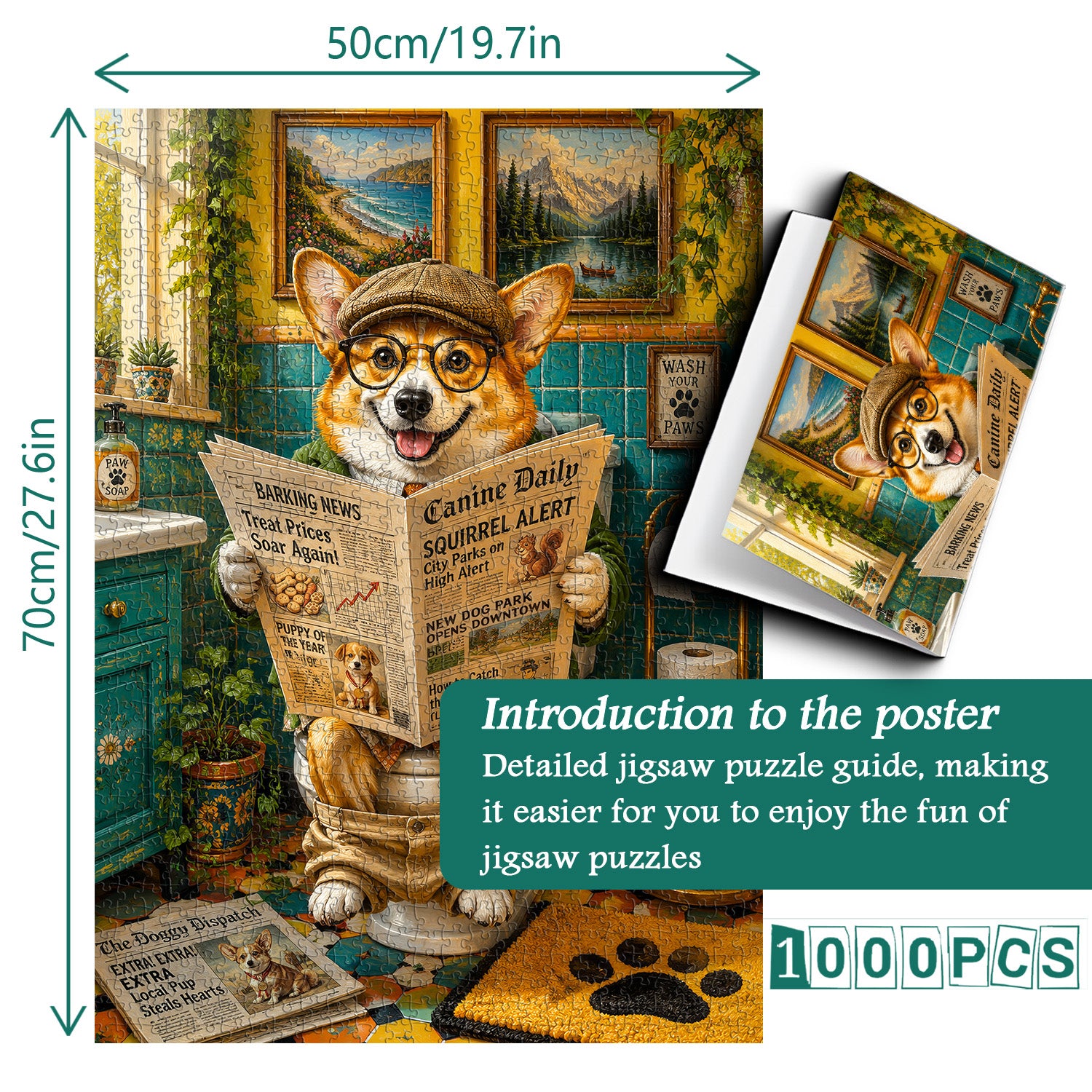 Bathroom Press Pup Jigsaw Puzzle 1000 Pieces