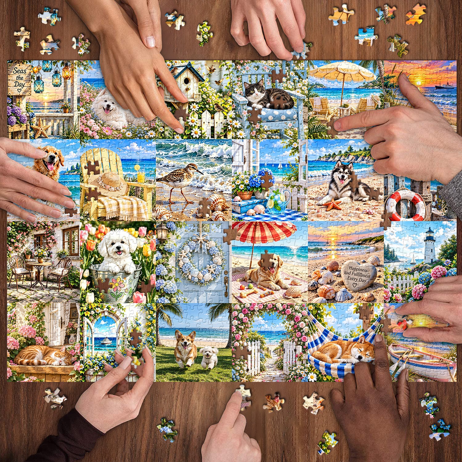 Küstengarten-Haustier-Montage-Puzzle, 1000 Teile