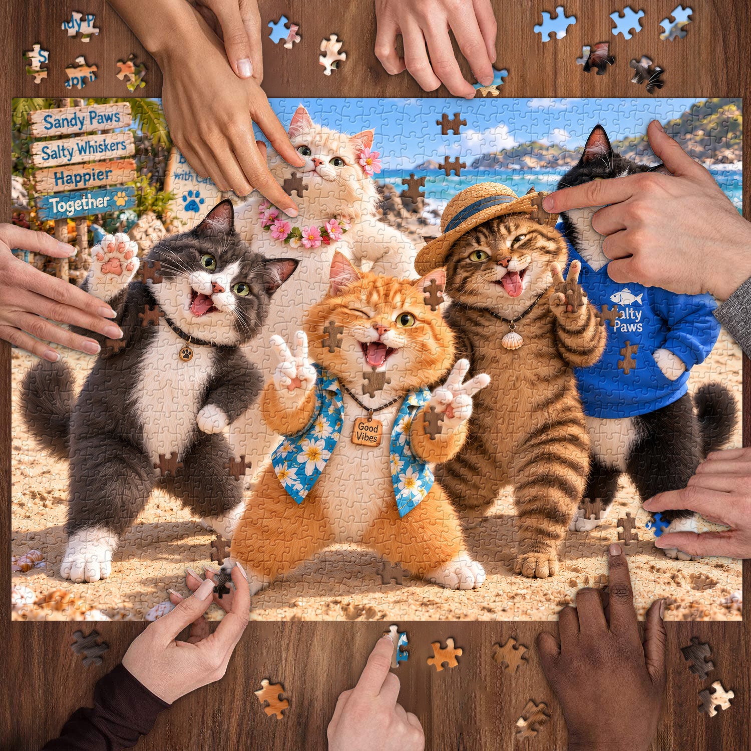 Beach Cat Crew Jigsaw Puzzle 1000 Pieces