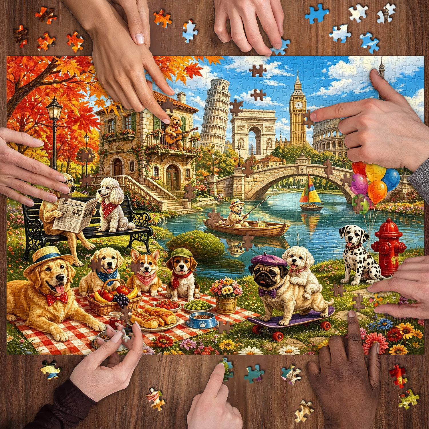 World Tour Pups Jigsaw Puzzle 1000 Pieces