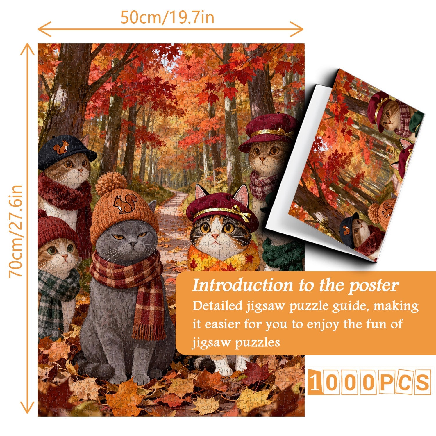 Cute Cat Autumn Jigsaw Puzzle 1000 Pieces