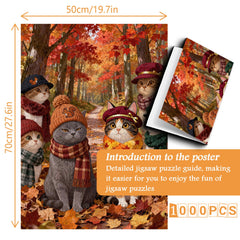 Cute Cat Autumn Jigsaw Puzzle 1000 Pieces