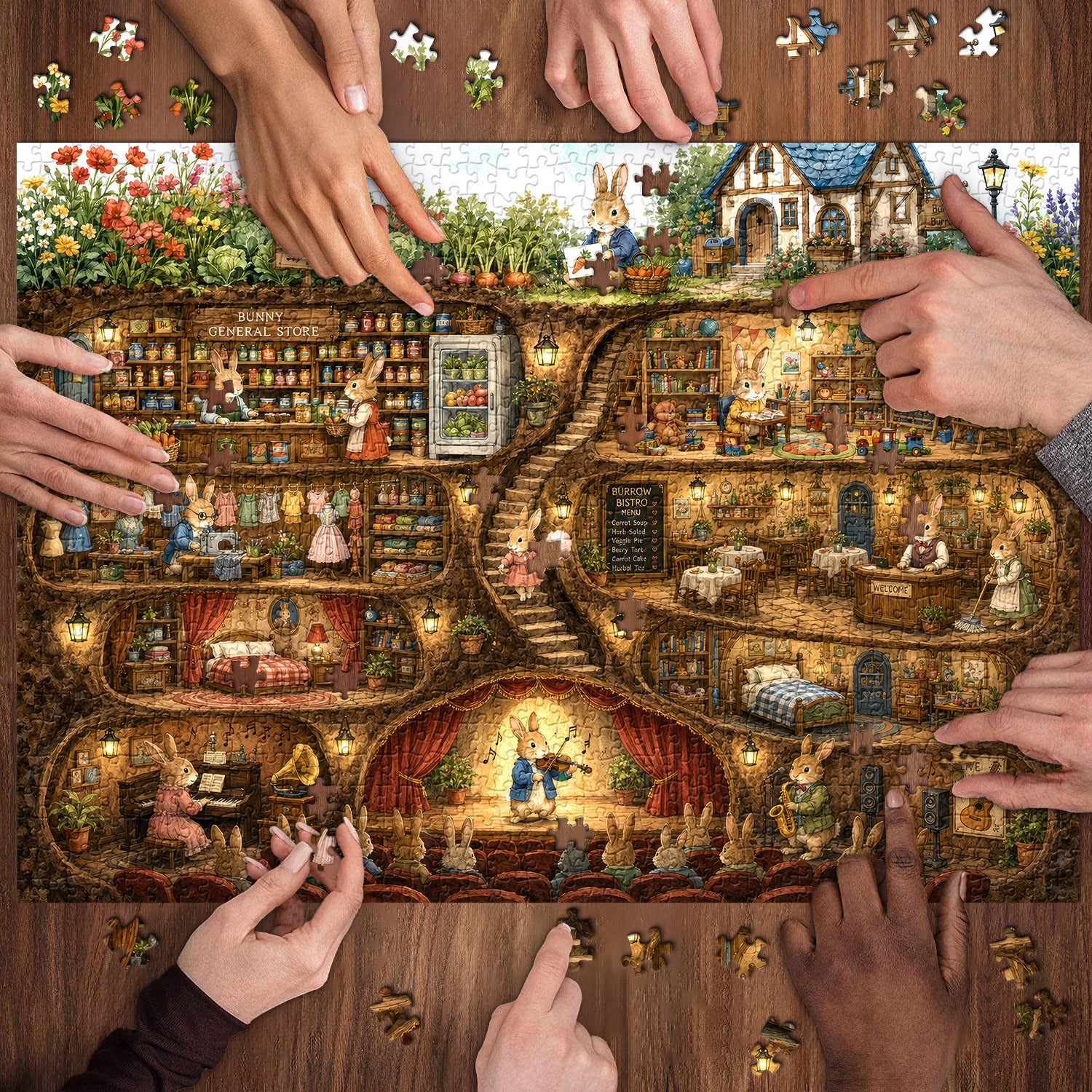 Bunny Burrow Village Jigsaw Puzzle 1000 Pieces