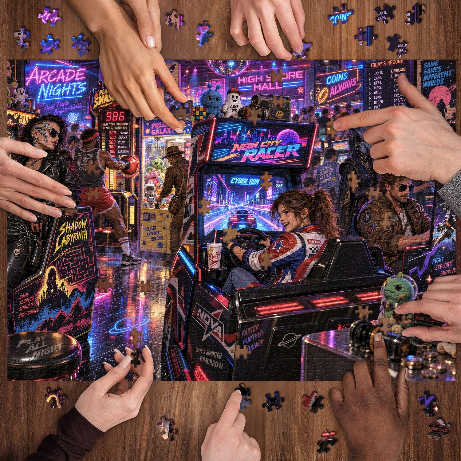 Neon Arcade Nights Jigsaw Puzzle 1000 Pieces