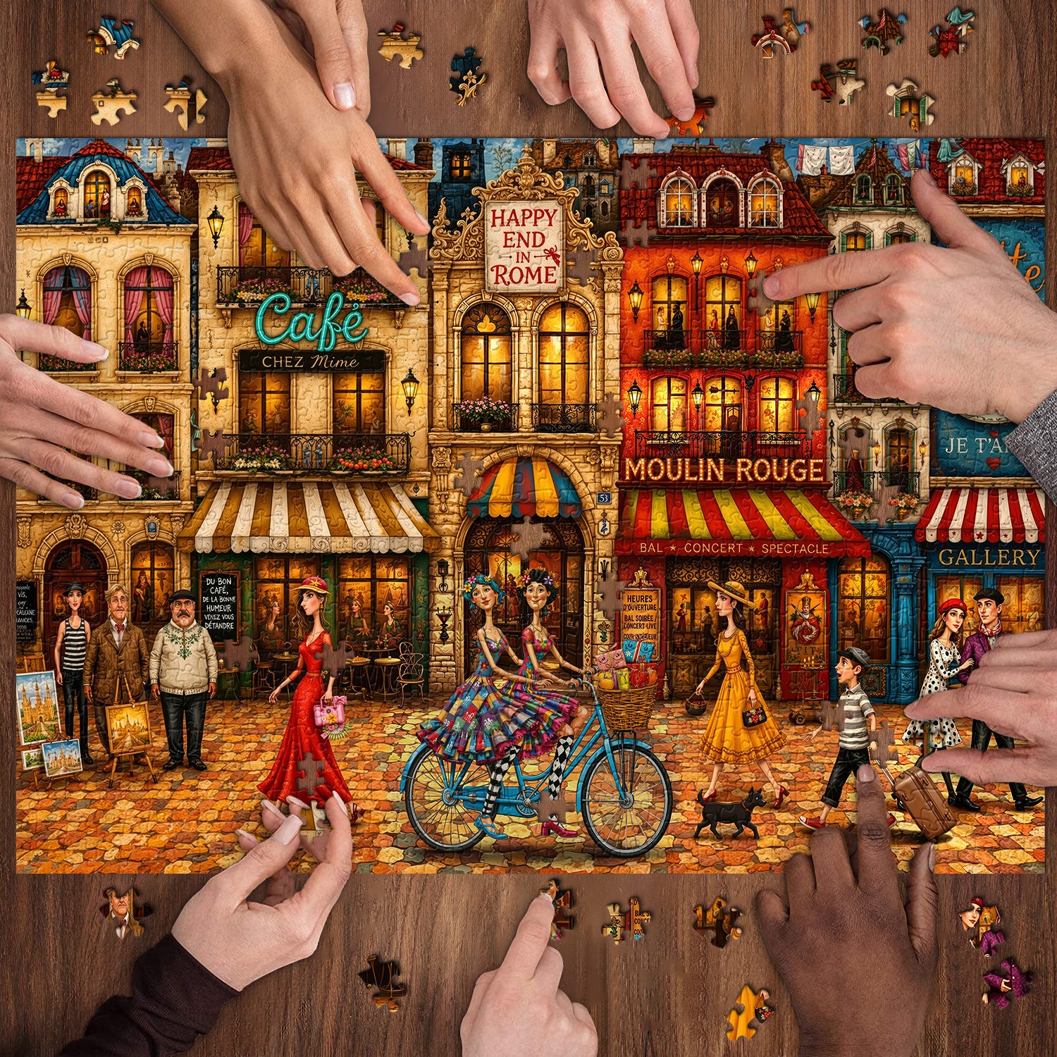 Bustling French Street Jigsaw Puzzle 1000 Pieces
