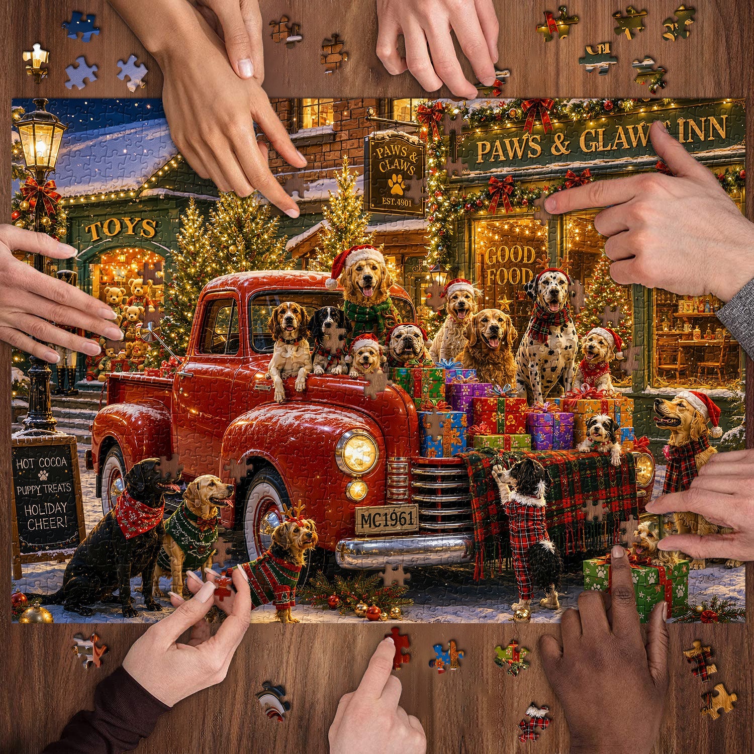 Christmas Puppy Truck Jigsaw Puzzle 1000 Pieces