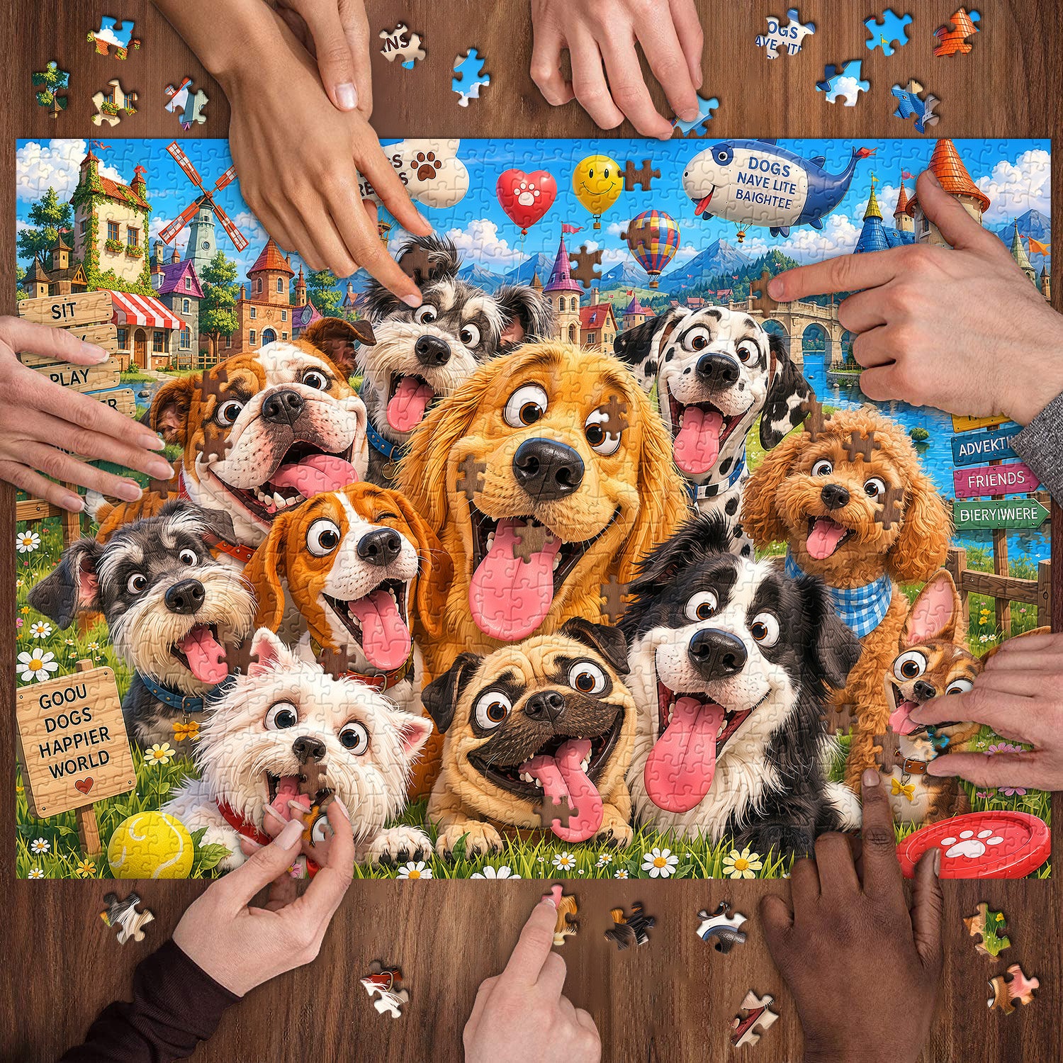 Puppy Village Jigsaw Puzzle 1000 Pieces