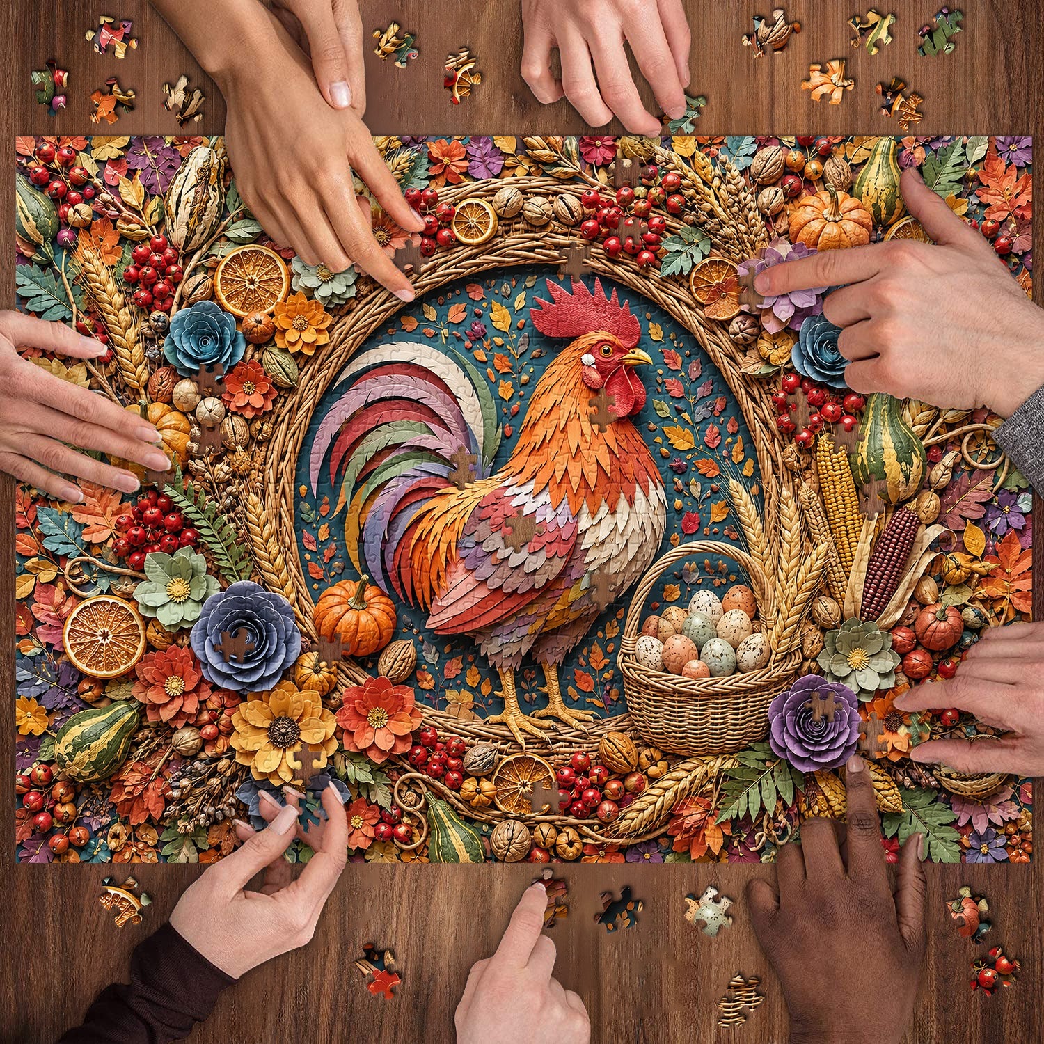 Harvest Rooster Decor Jigsaw Puzzle 1000 Piece