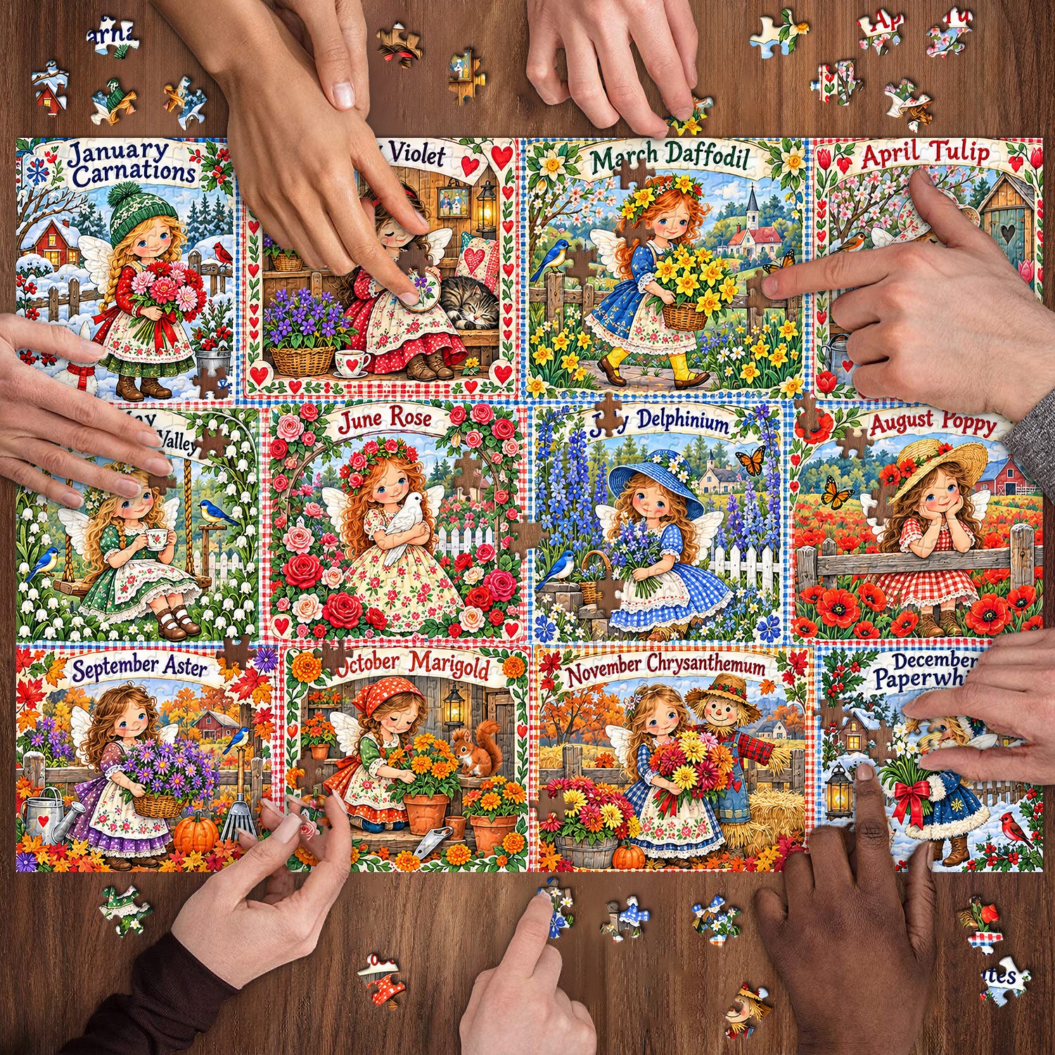 Monthly Garden Angels Jigsaw Puzzle 1000 Pieces
