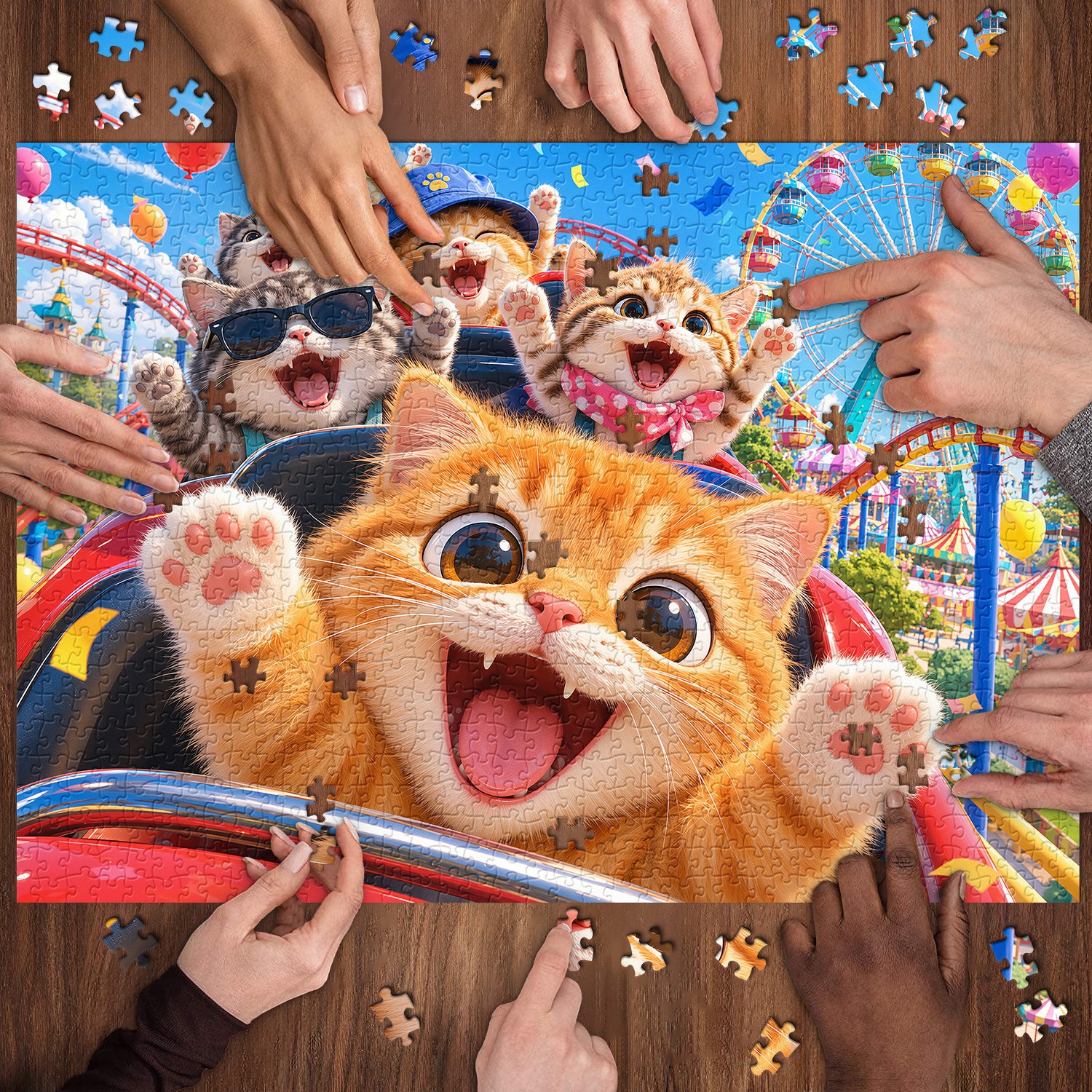 Cat Rollercoaster Jigsaw Puzzle 1000 Pieces