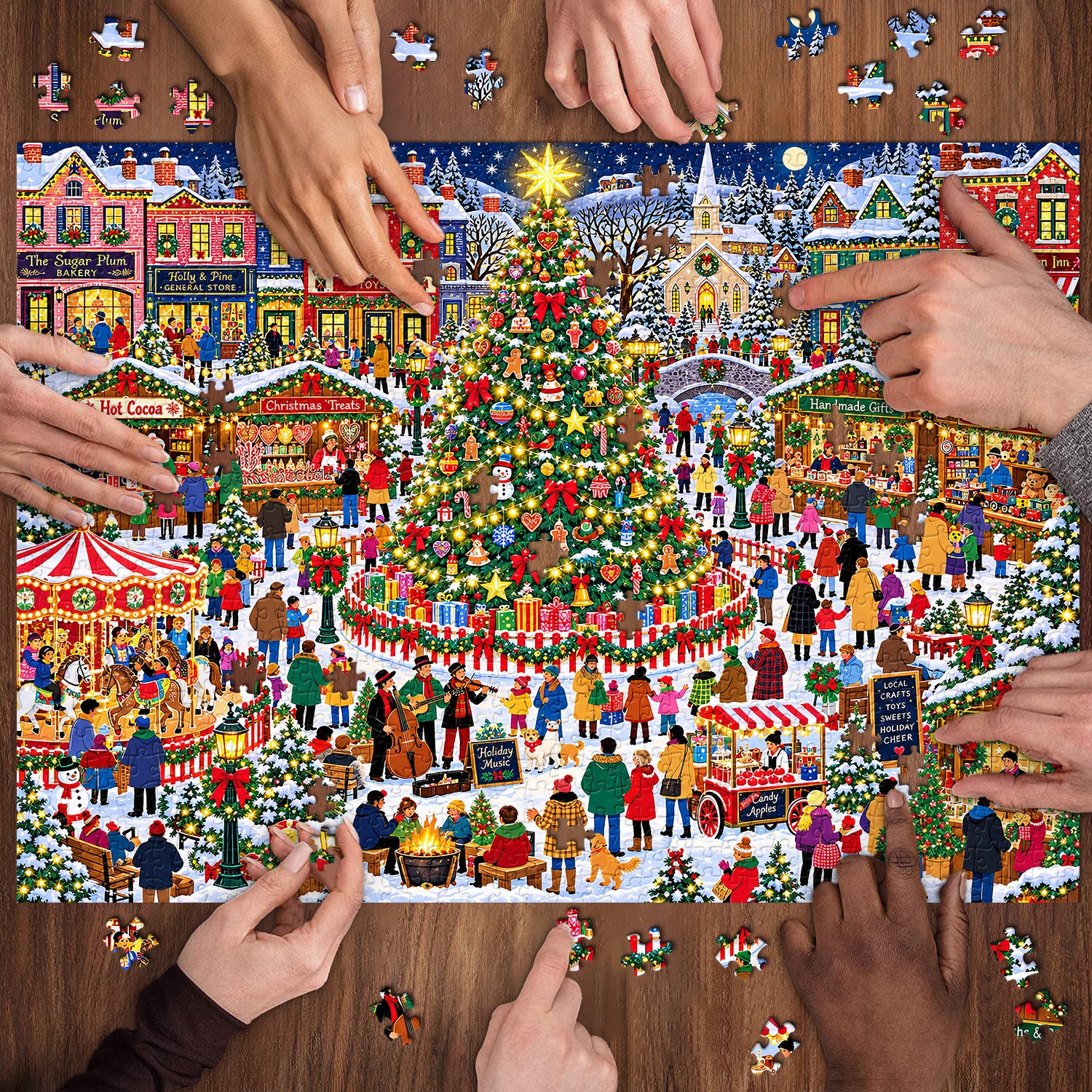 Christmas Town Square Jigsaw Puzzle 1000 Pieces
