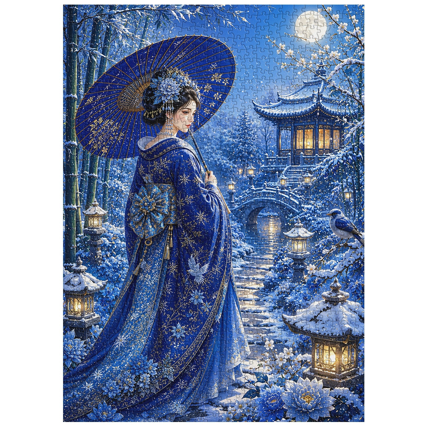 Snow Moon Garden Jigsaw Puzzle 1000 Pieces