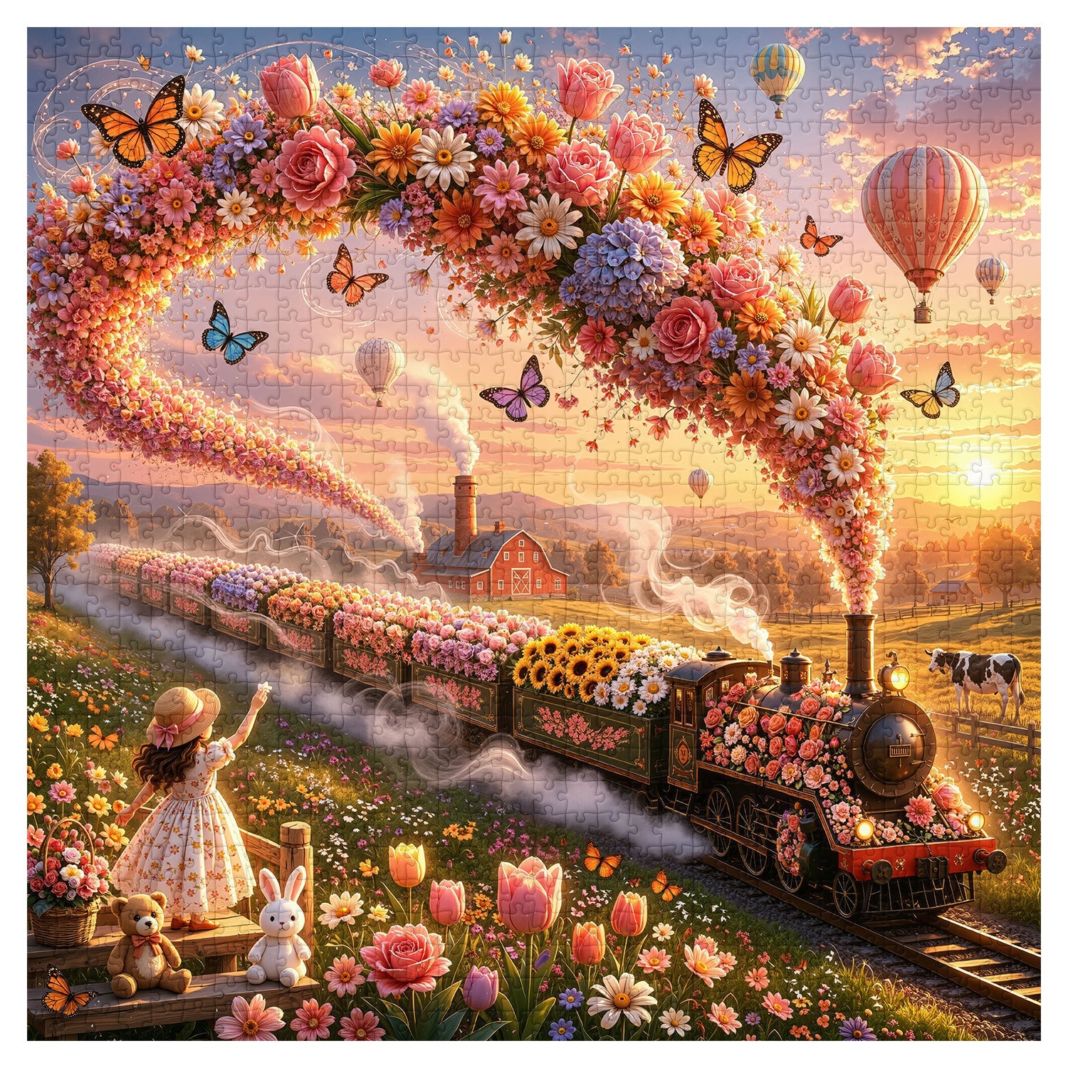 Sunset Bloom Railway Jigsaw Puzzle 1000 Pieces
