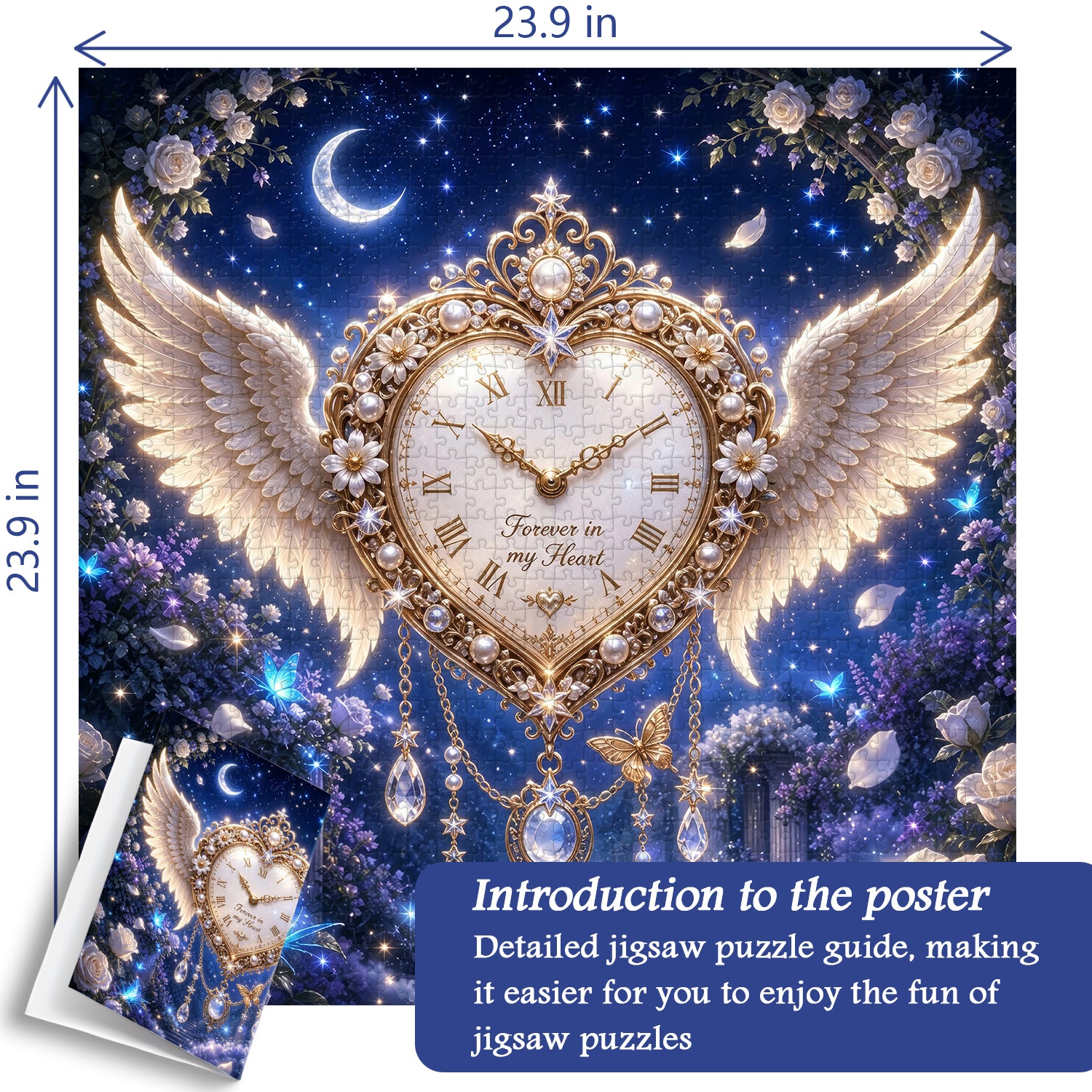 Winged Heart Clock Jigsaw Puzzle 1000 Pieces