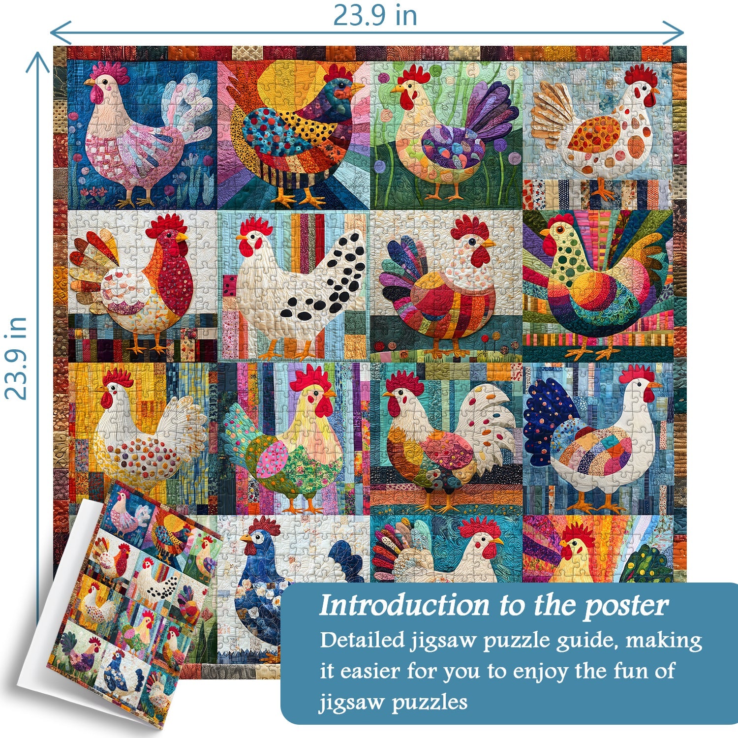 Patchwork Chickens Jigsaw Puzzle 1000 Pieces
