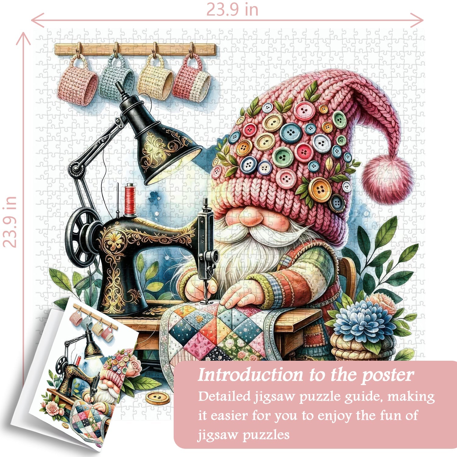 Quilt Craft Gnome Jigsaw Puzzle 1000 Pieces