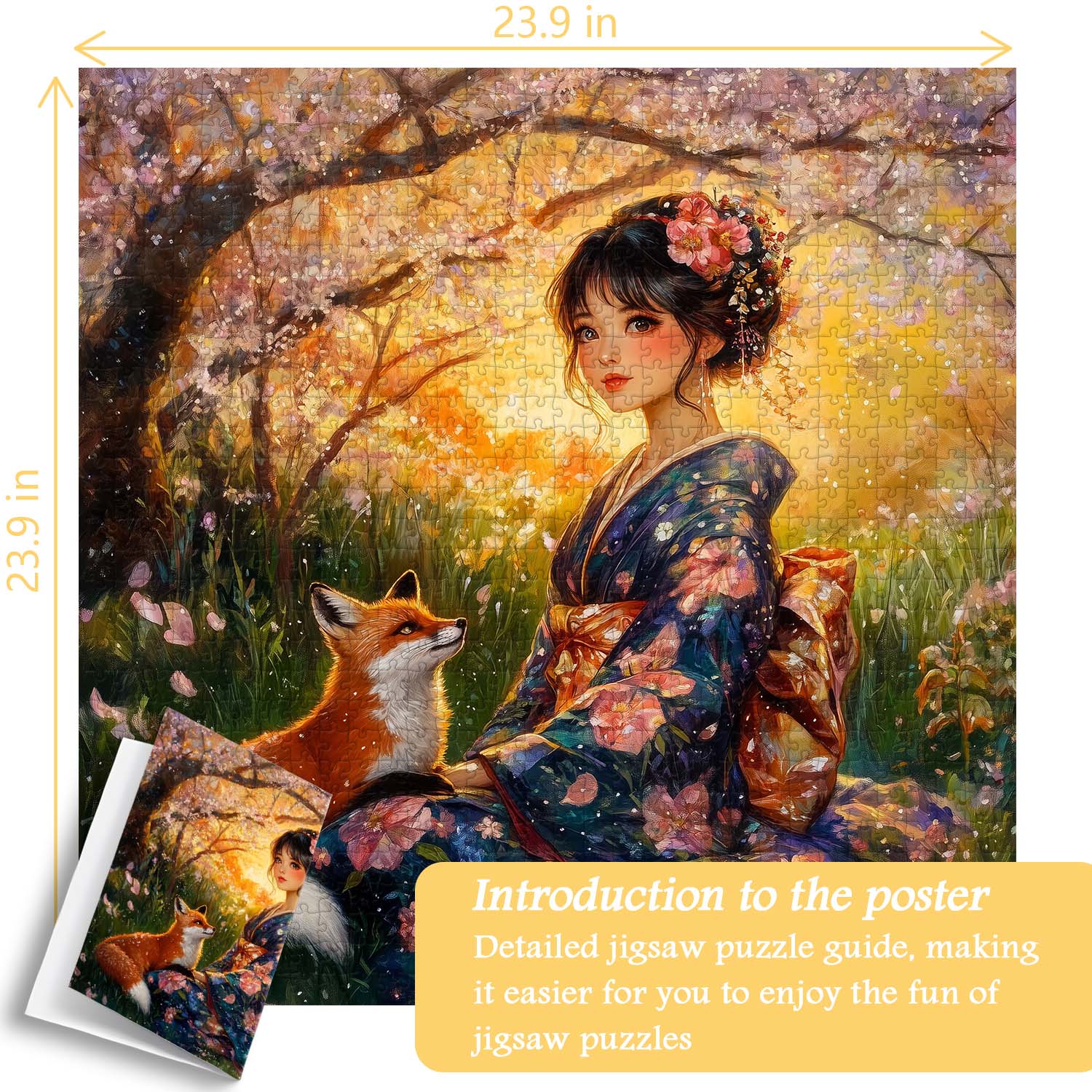 Cherry Blossom Fox Jigsaw Puzzle 1000 Pieces