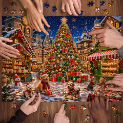 Puzzle Bazar enneigé 1000 pièces
