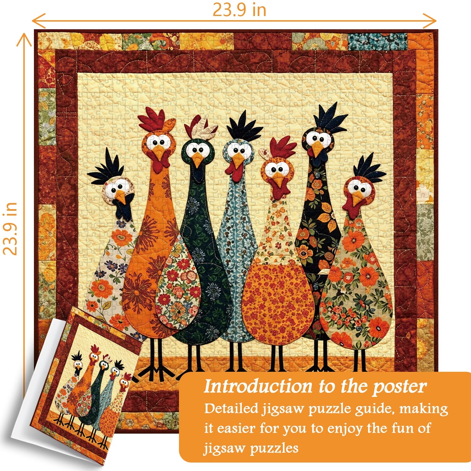 Puzzle con Polli in Tessuto, 1000 Pezzi