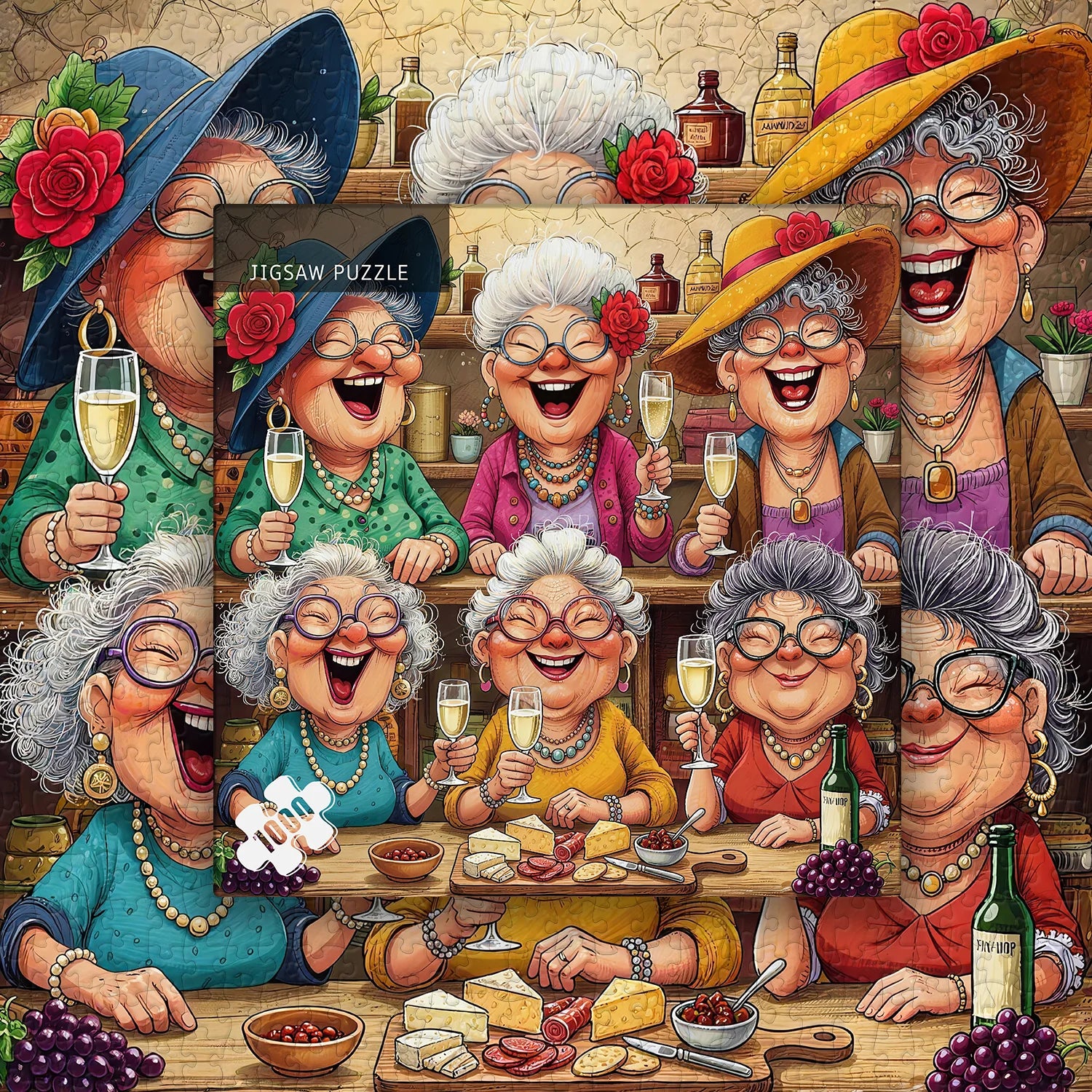 Tipsy Time with Besties Jigsaw Puzzle 1000 Pieces