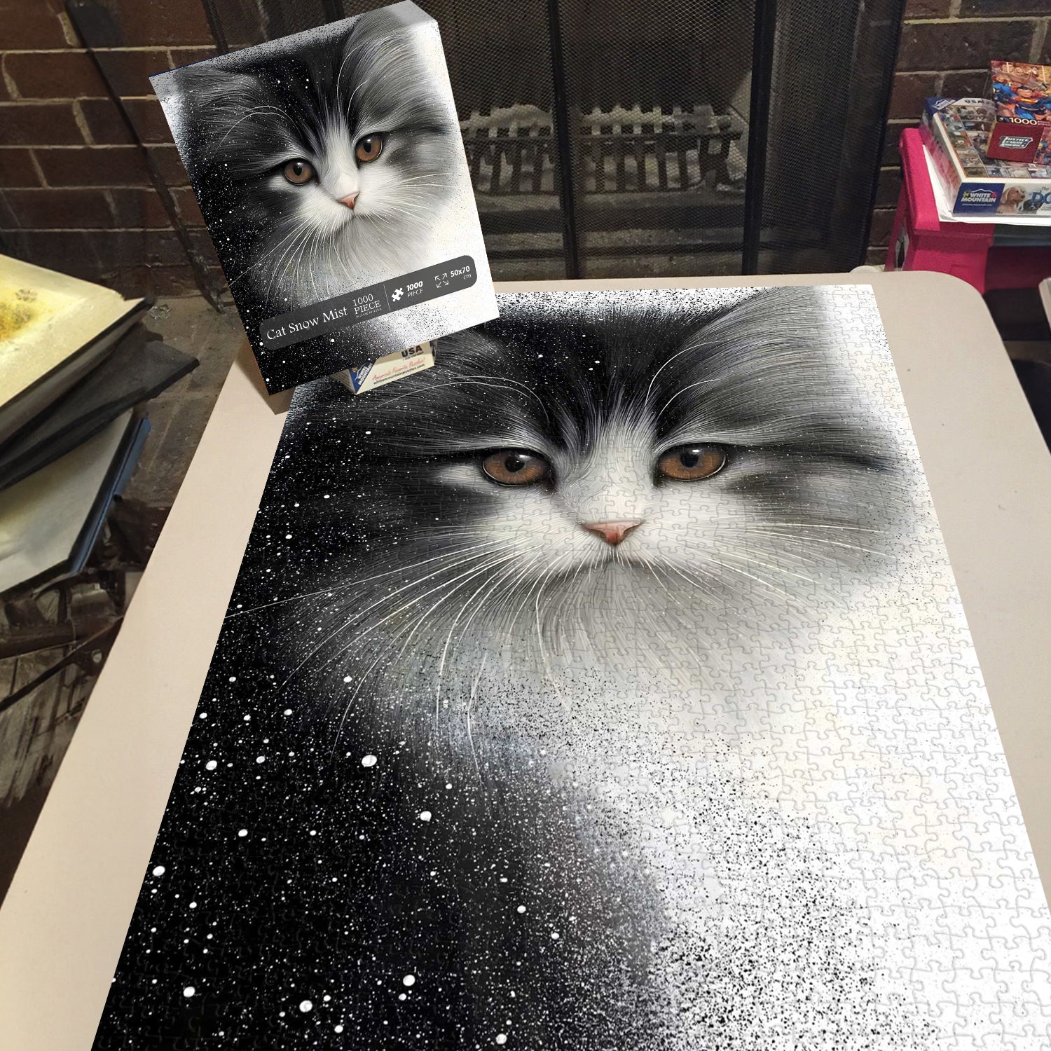 Cat Snow Mist Jigsaw Puzzle 1000 pièces