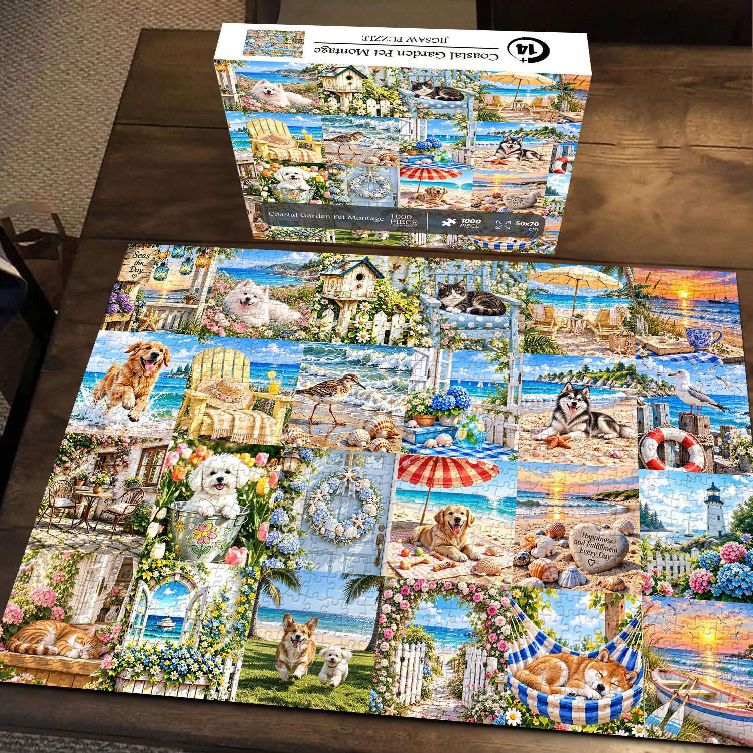 Küstengarten-Haustier-Montage-Puzzle, 1000 Teile