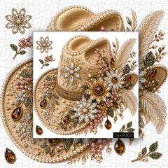 Puzzle con gemma floreale cappello da cowboy, 1000 pezzi