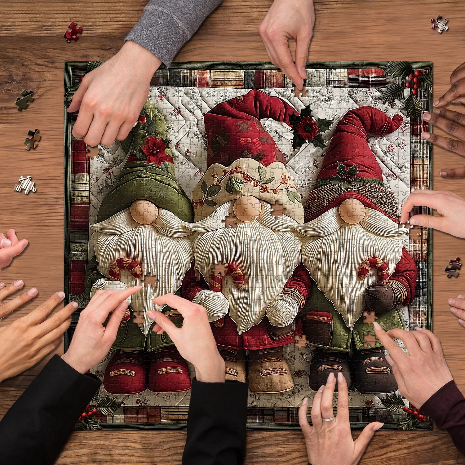 Stoff Weihnachten Gnom Puzzle 1000 Stücke