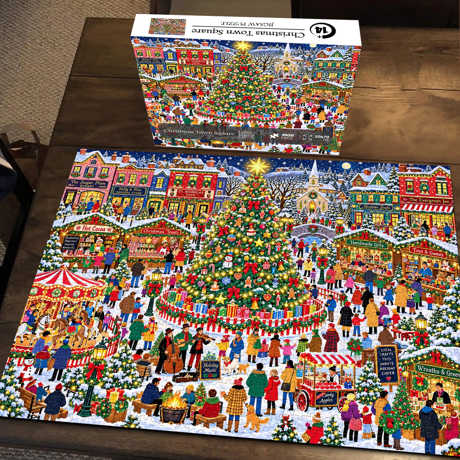 Christmas Town Square Jigsaw Puzzle 1000 Pieces