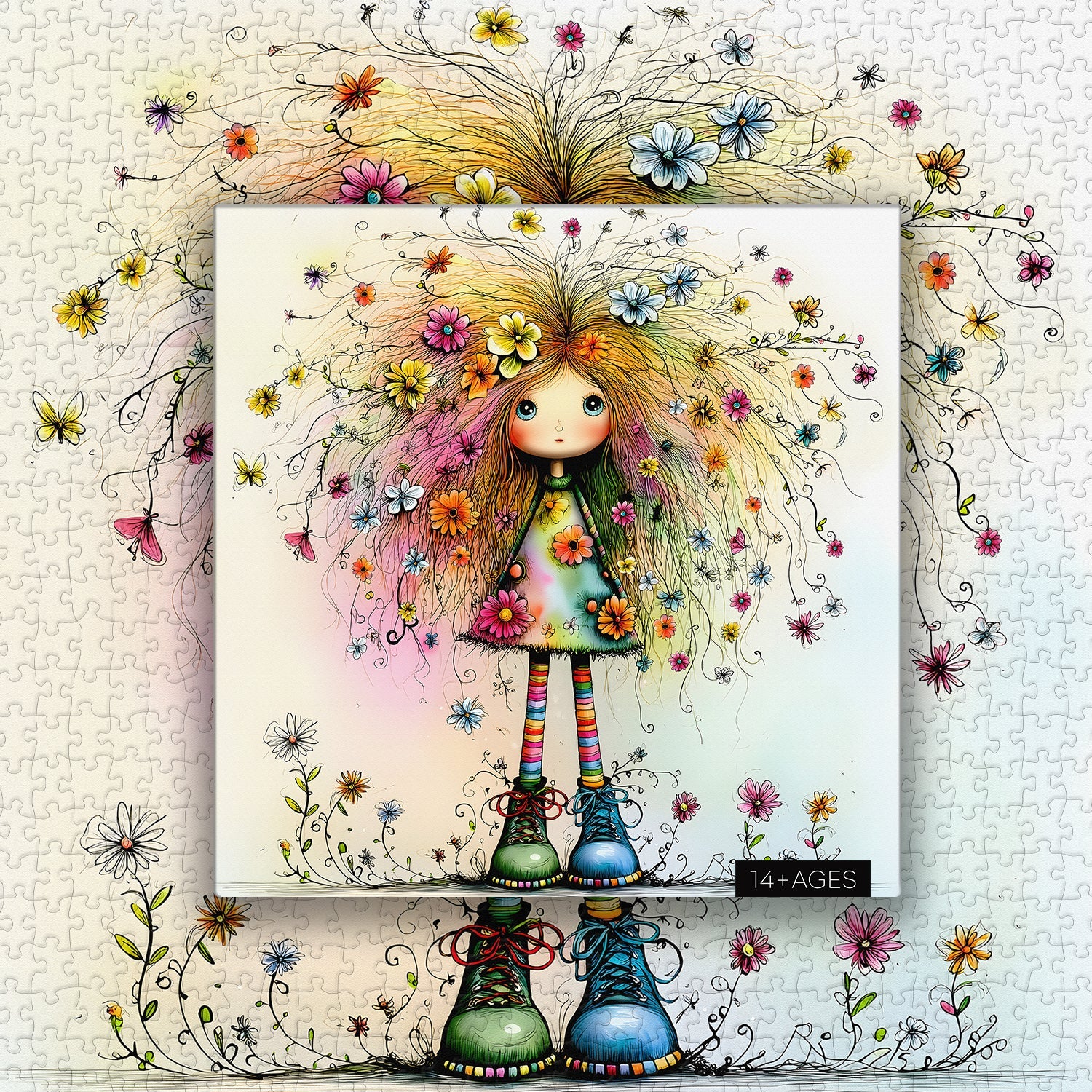 Puzzle per bambola con capelli floreali, 1000 pezzi