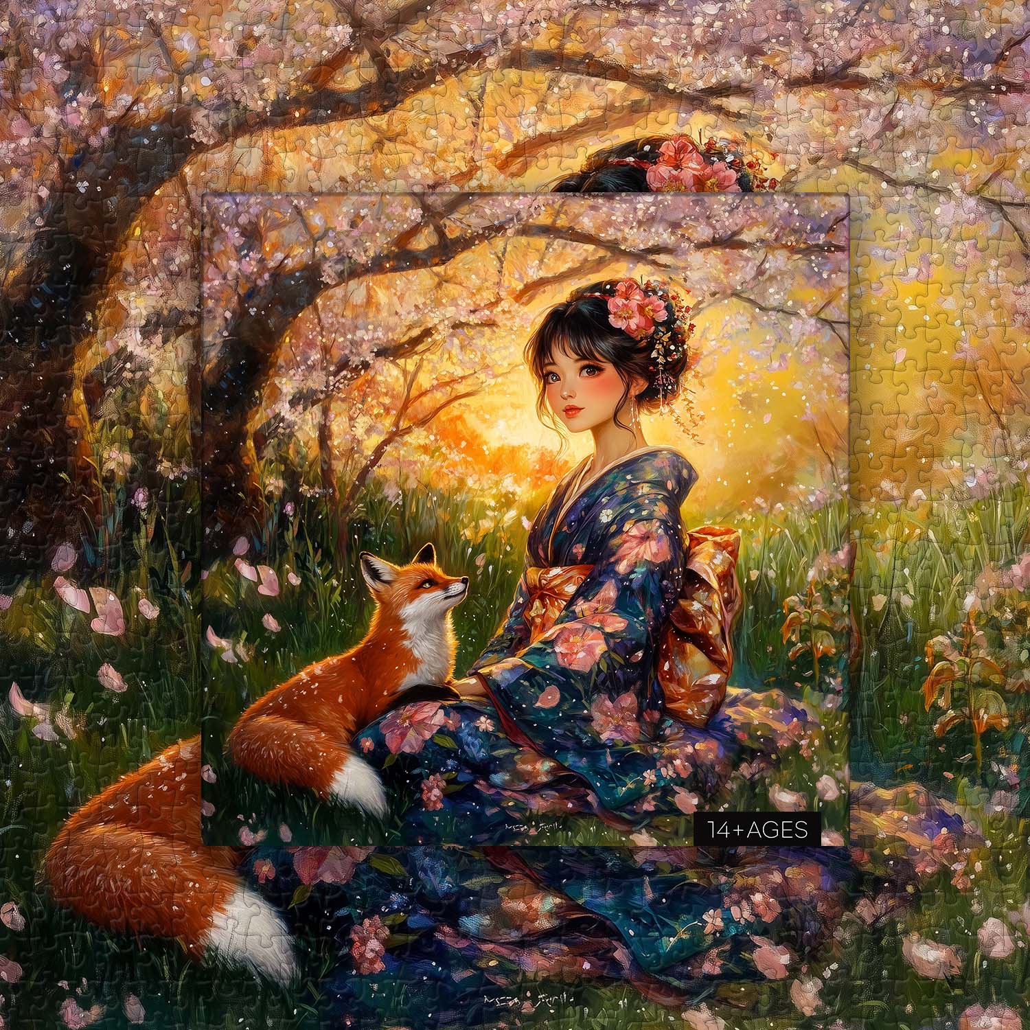 Cherry Blossom Fox Jigsaw Puzzle 1000 Pieces
