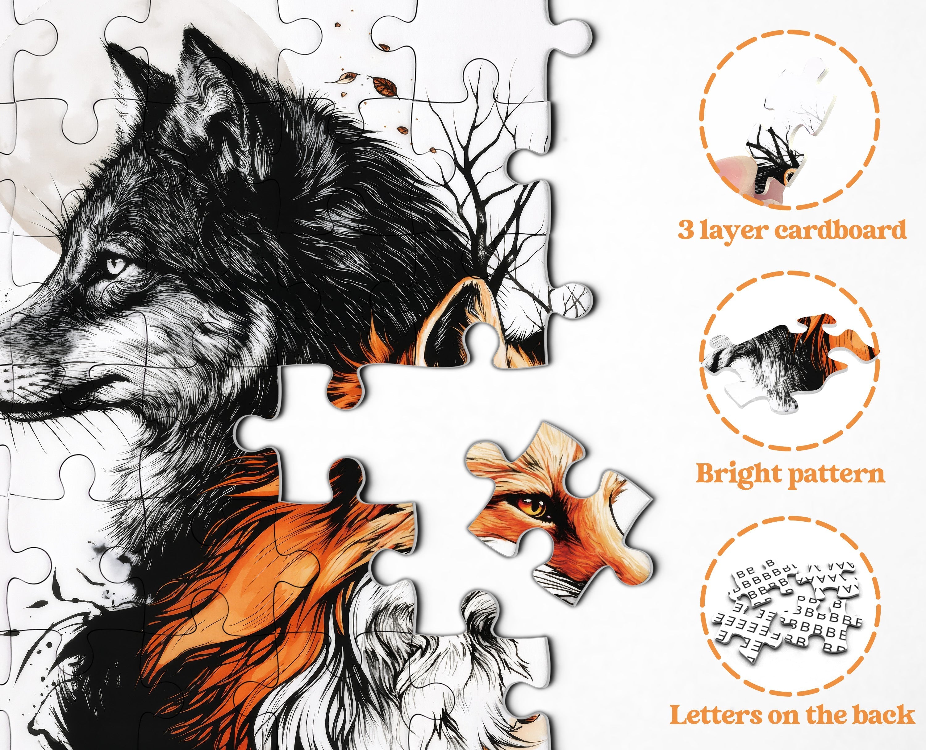 Wolf Fox Art Jigsaw Puzzle 1000 Pieces