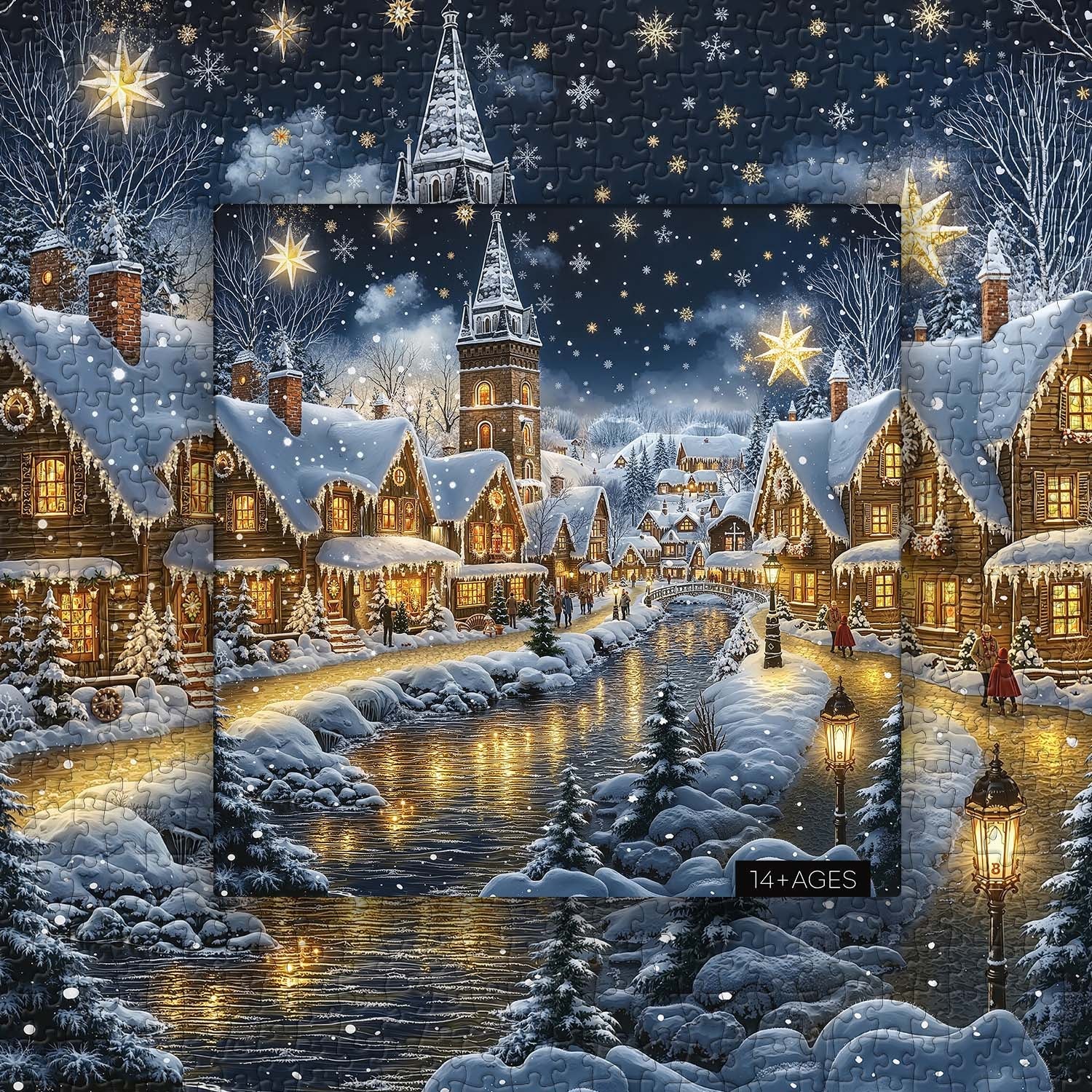 Frosty Christmas River Town Puzzle 1000 pièces