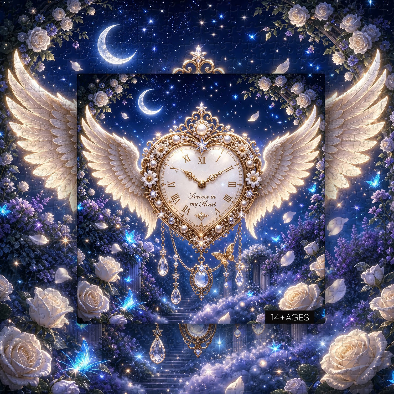 Winged Heart Clock Jigsaw Puzzle 1000 Pieces