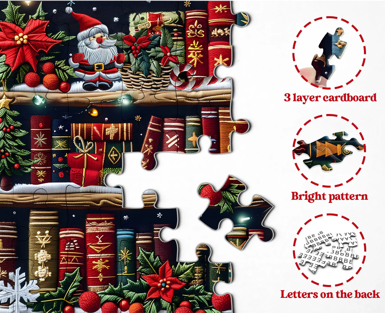 Christmas Bookshelf Jigsaw Puzzle 1000 Pieces