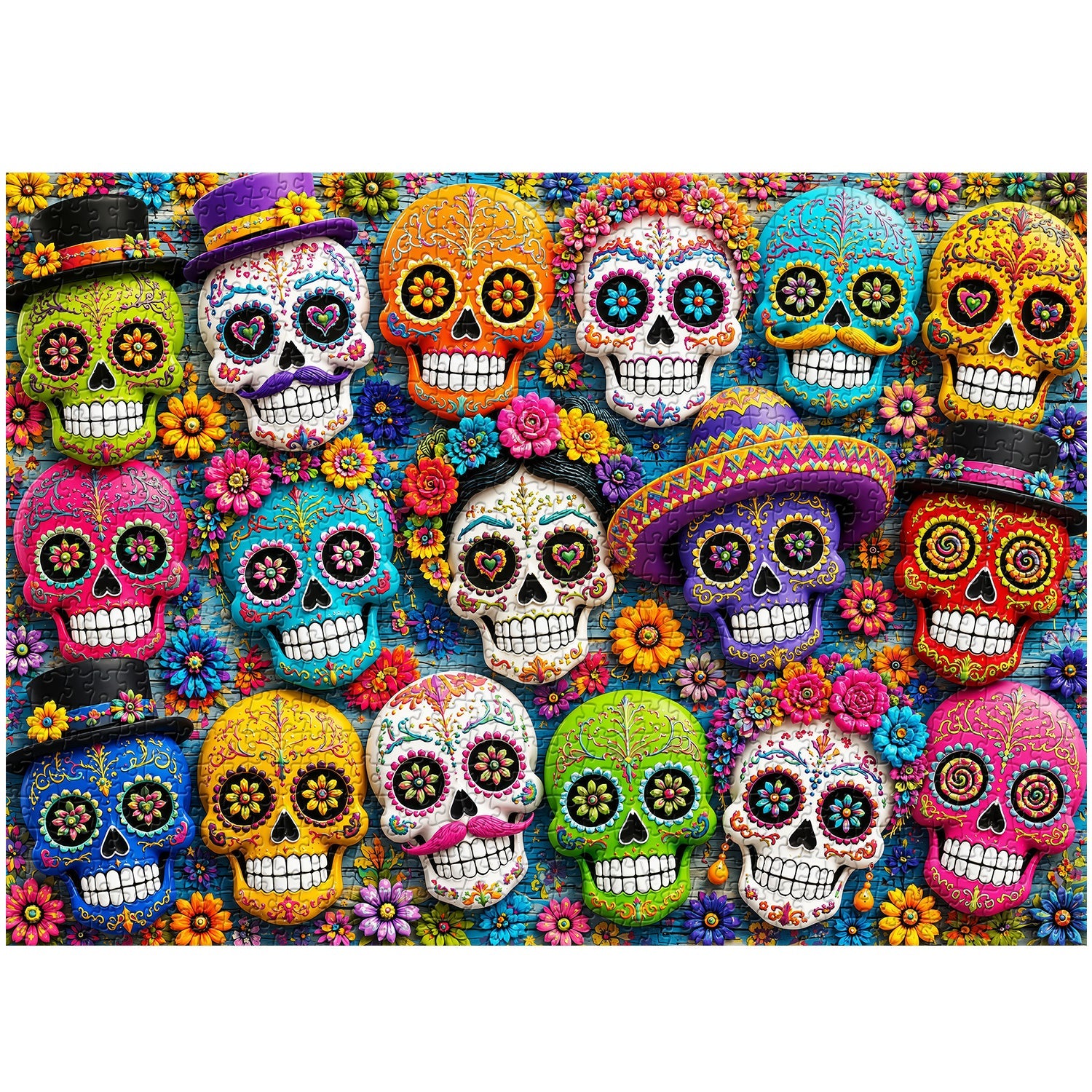Colourful Sugar Skull Jigsaw Puzzle 1000 Pieces