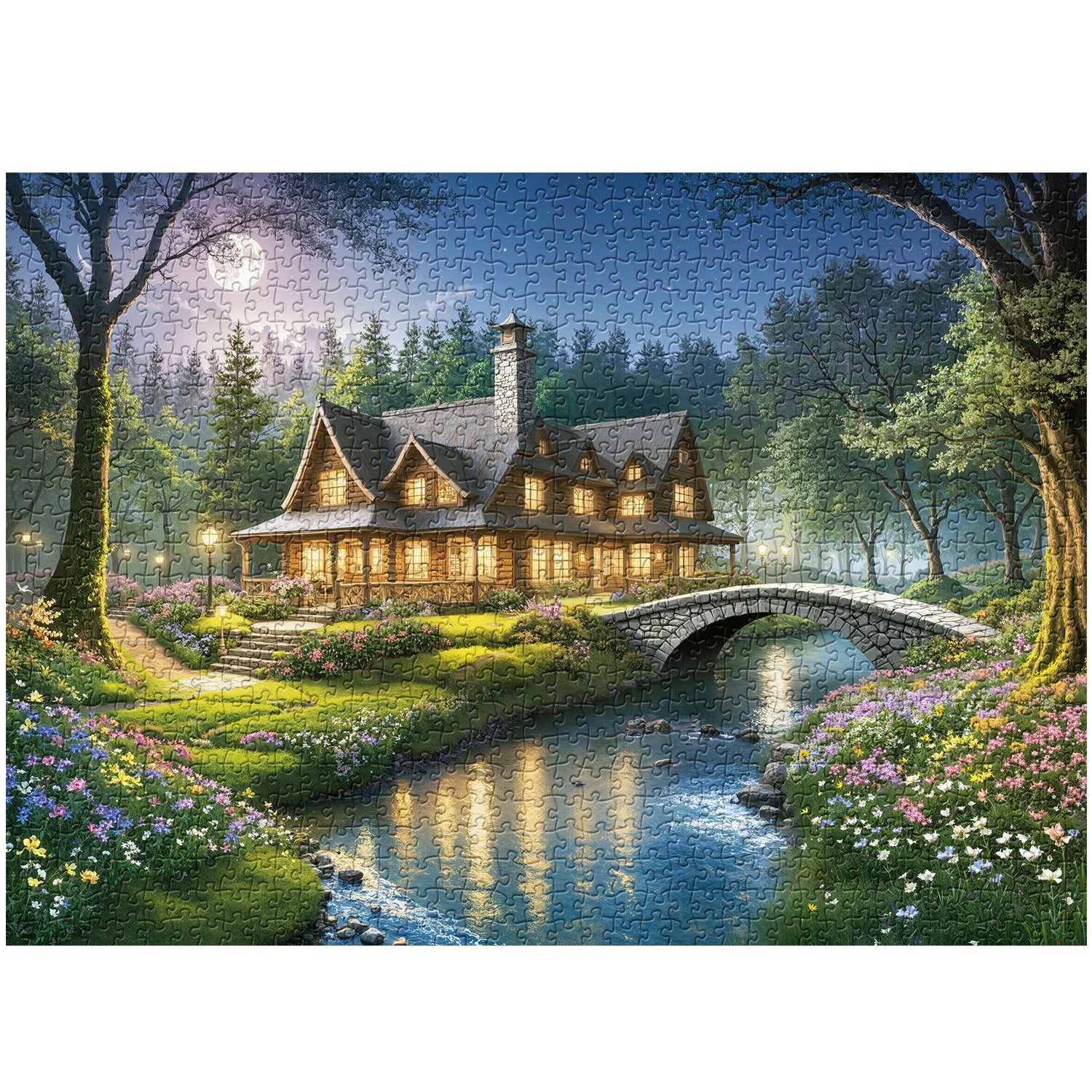 Twilight Cabin Glow Jigsaw Puzzle 1000 Pieces