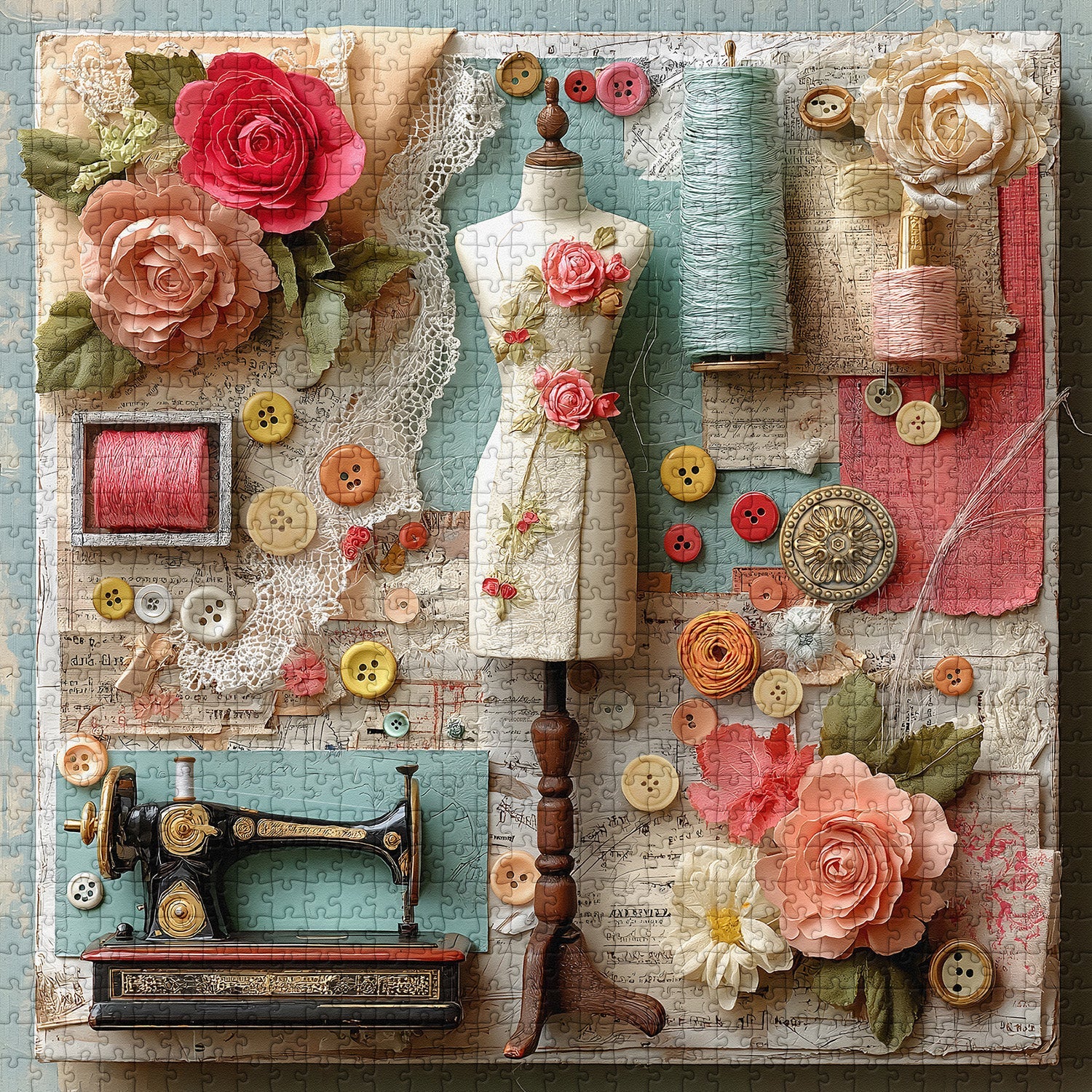 Floral Sewing Atelier Jigsaw Puzzle 1000 Pieces