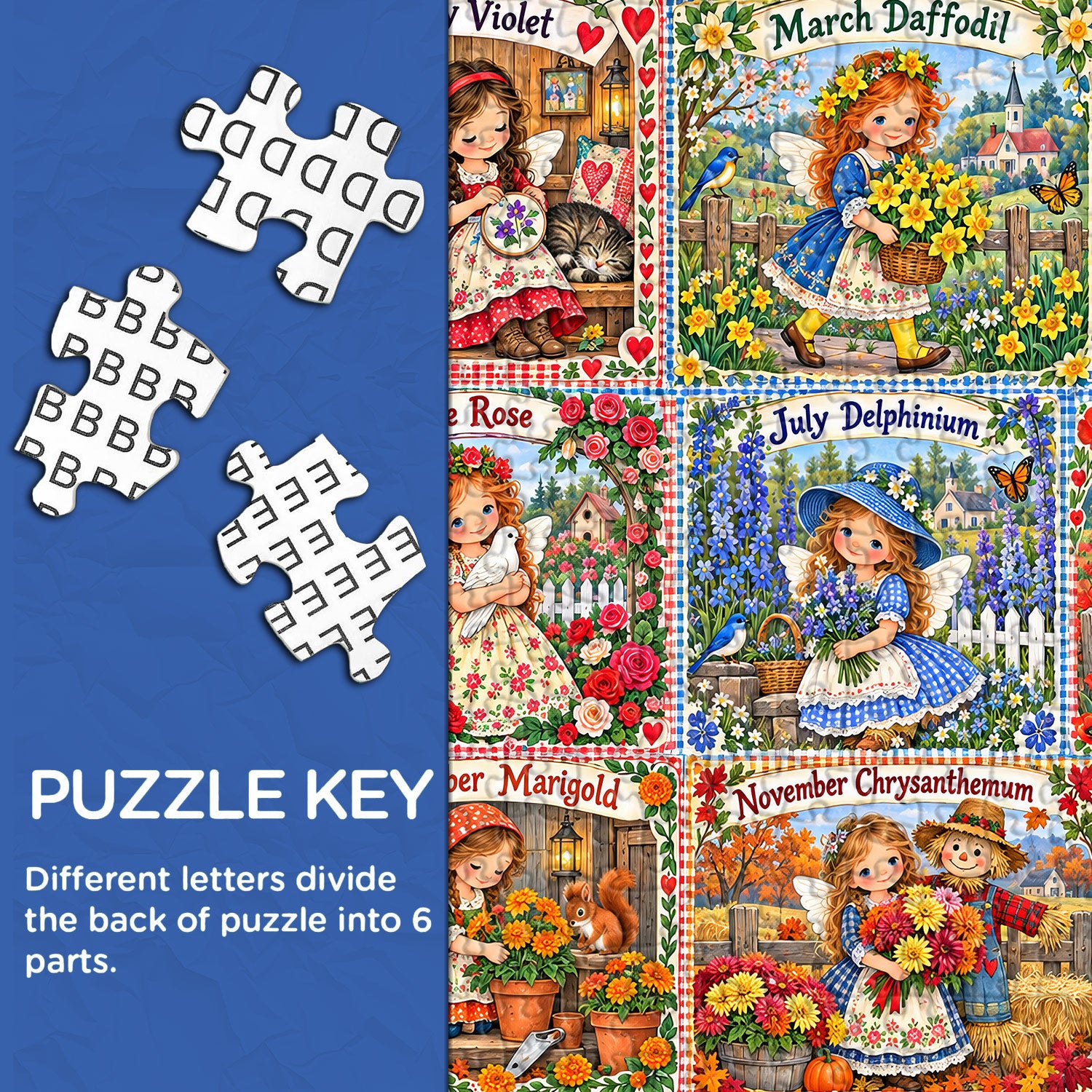 Monthly Garden Angels Jigsaw Puzzle 1000 Pieces