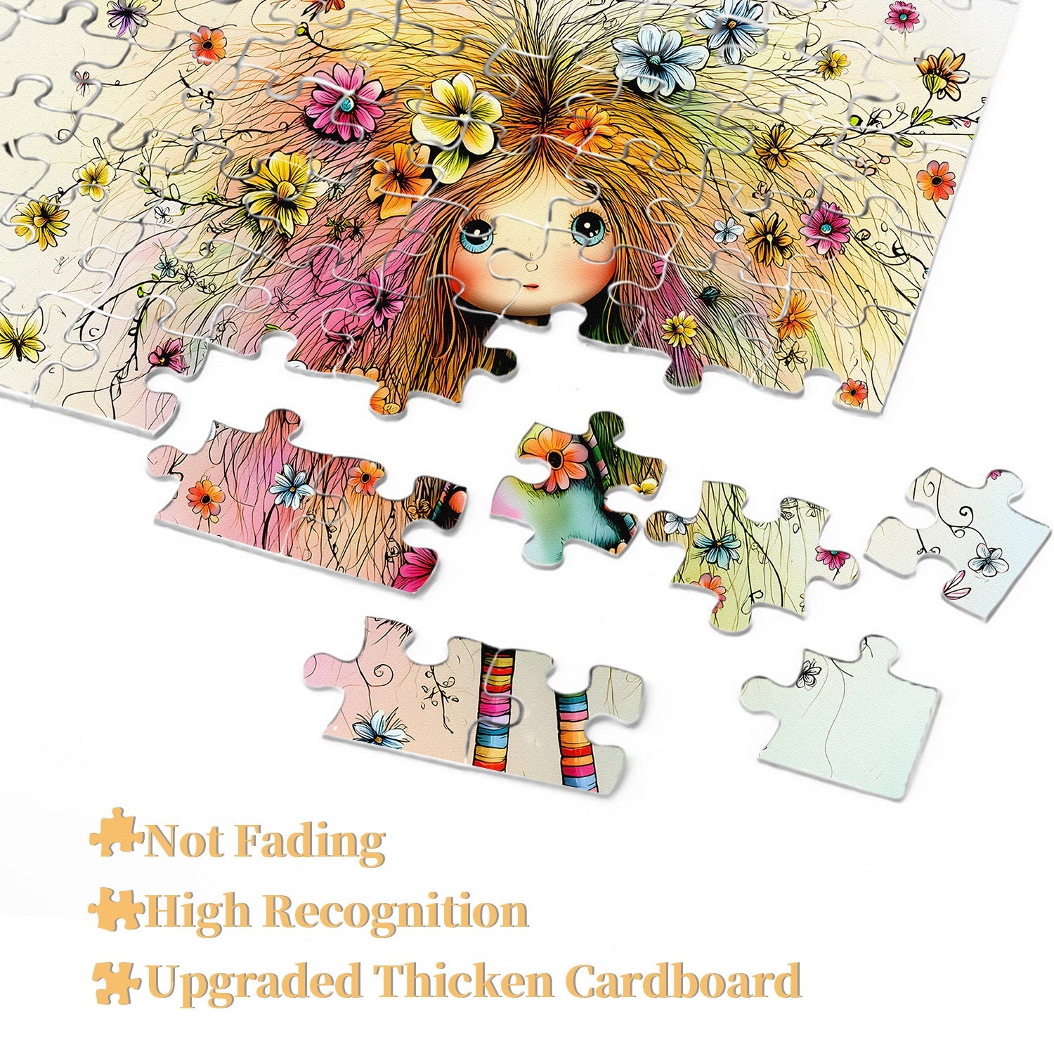 Puzzle per bambola con capelli floreali, 1000 pezzi