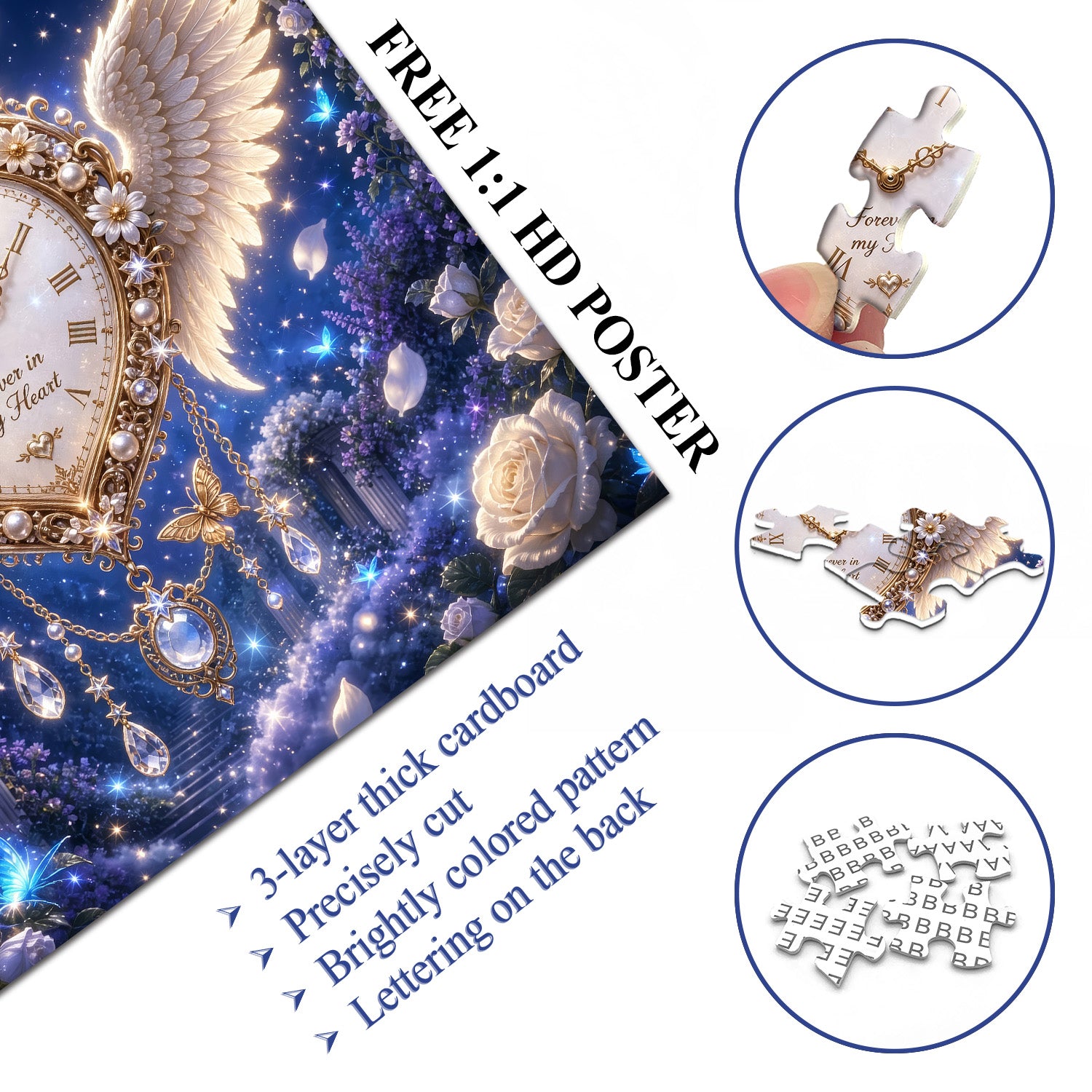Winged Heart Clock Jigsaw Puzzle 1000 Pieces
