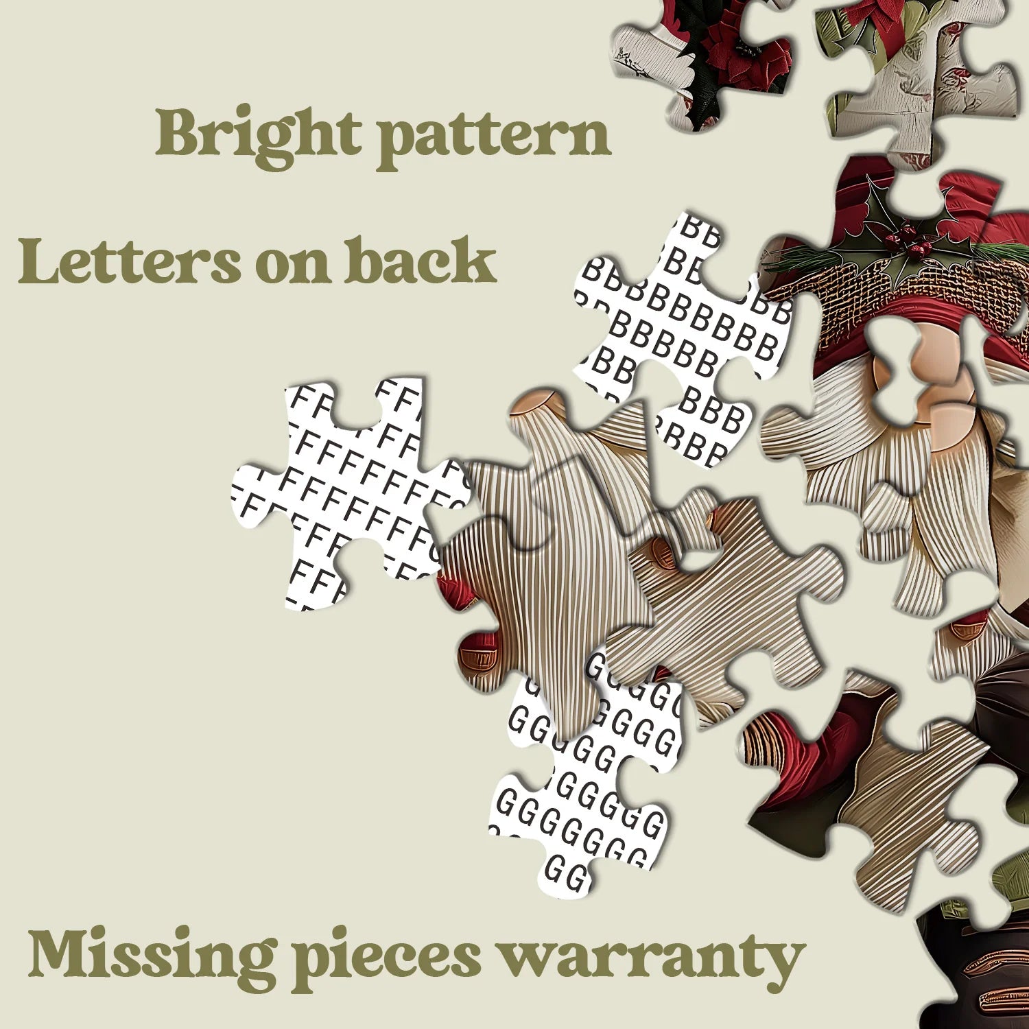 Stoff Weihnachten Gnom Puzzle 1000 Stücke
